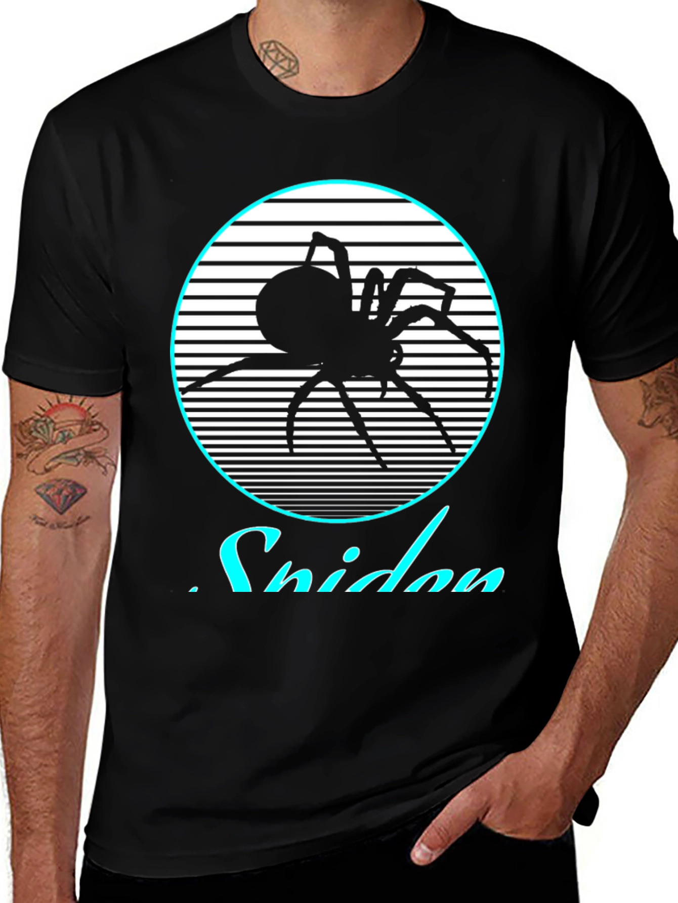 Variant 17 of Retro Spider Graphic Tee - Black