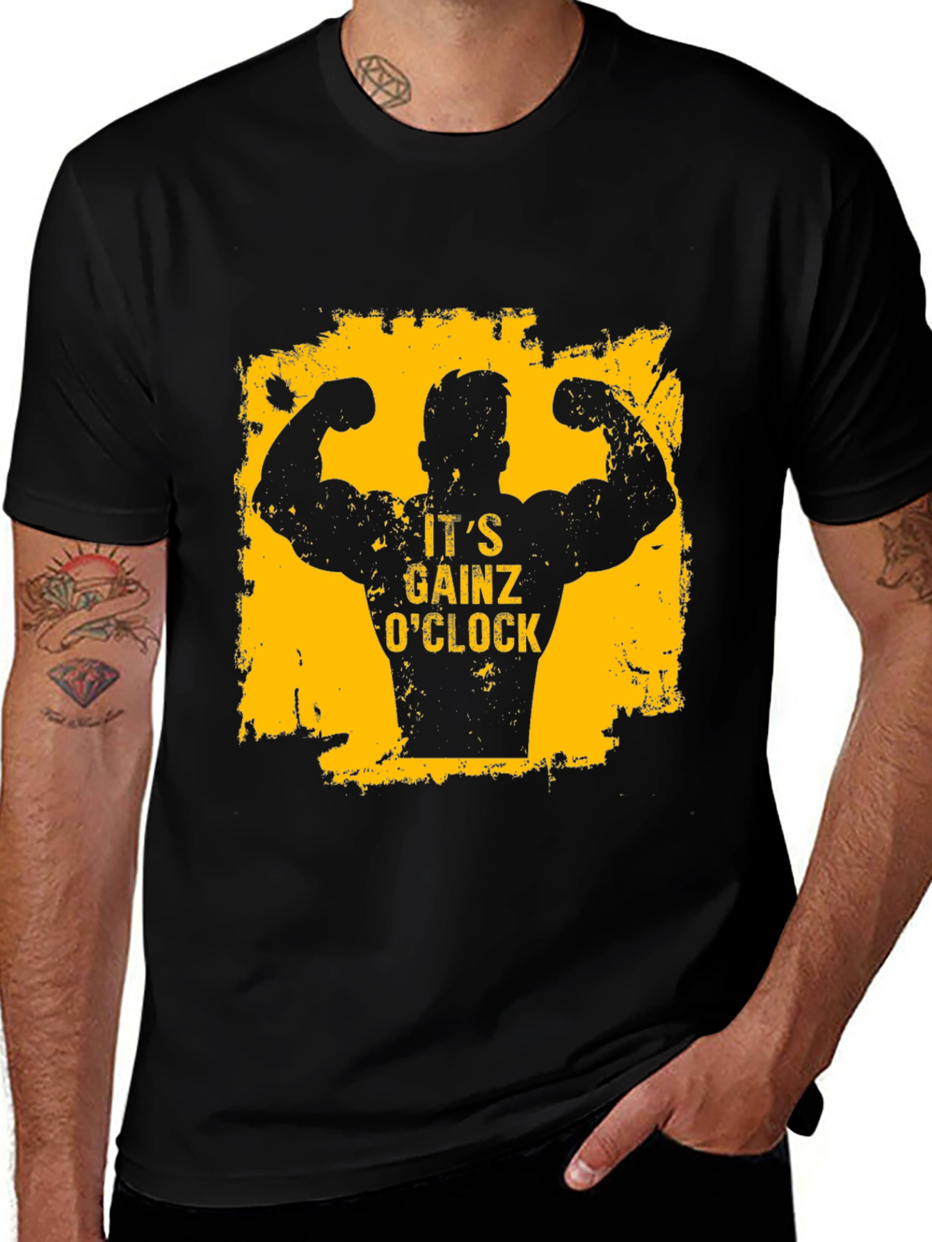 Variant 9 of It's Gainz O'Clock Men's Black T-Shirt