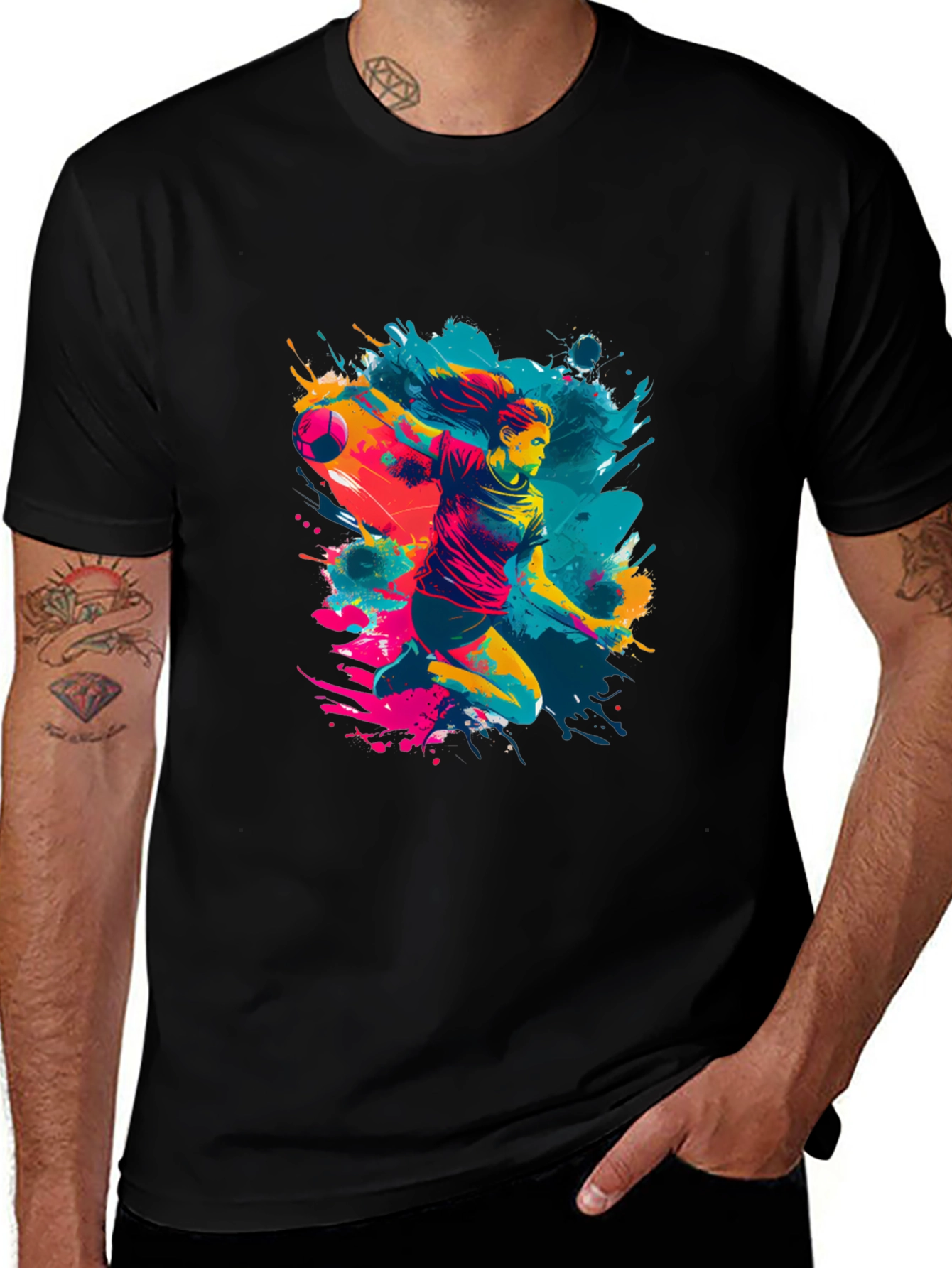 Variant 17 of Handball Player Graphic Tee - Sporty Design