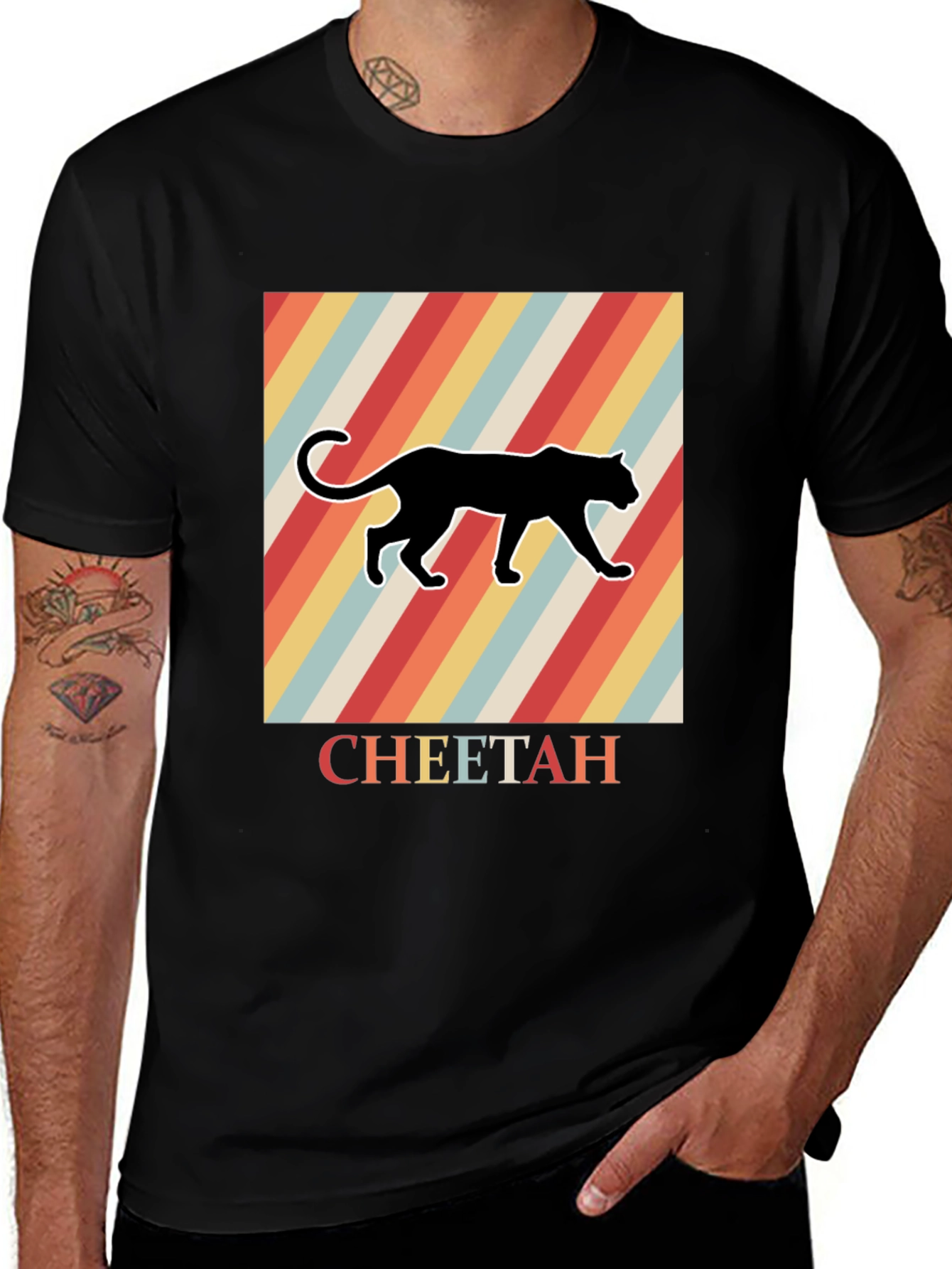 Retro Cheetah Graphic Tee - Vintage Style T-Shirt