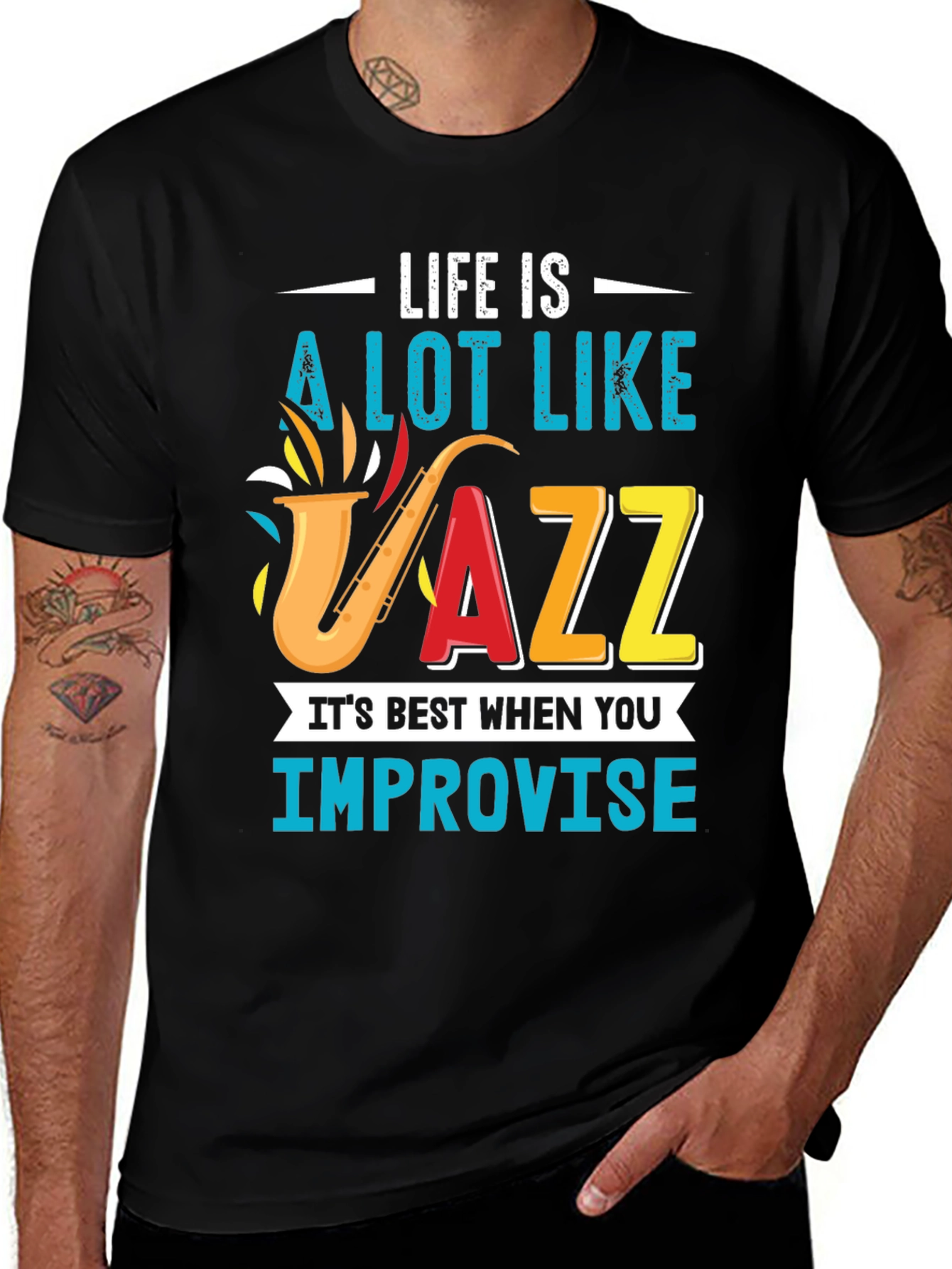Variant 24 of Life is Jazz Men's Black T-Shirt