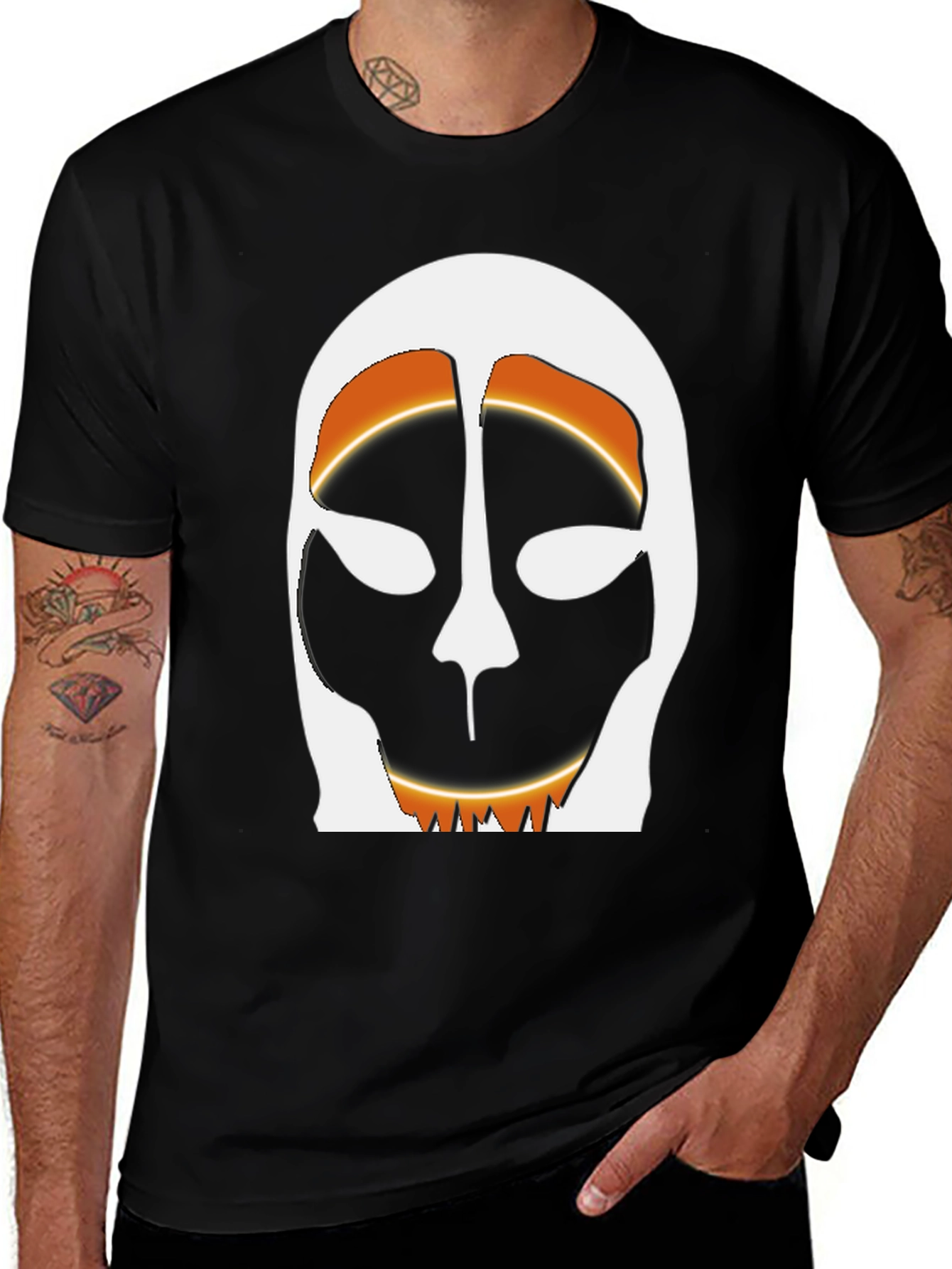 Variant 9 of Abstract Face Graphic Tee - Black Cotton T-Shirt