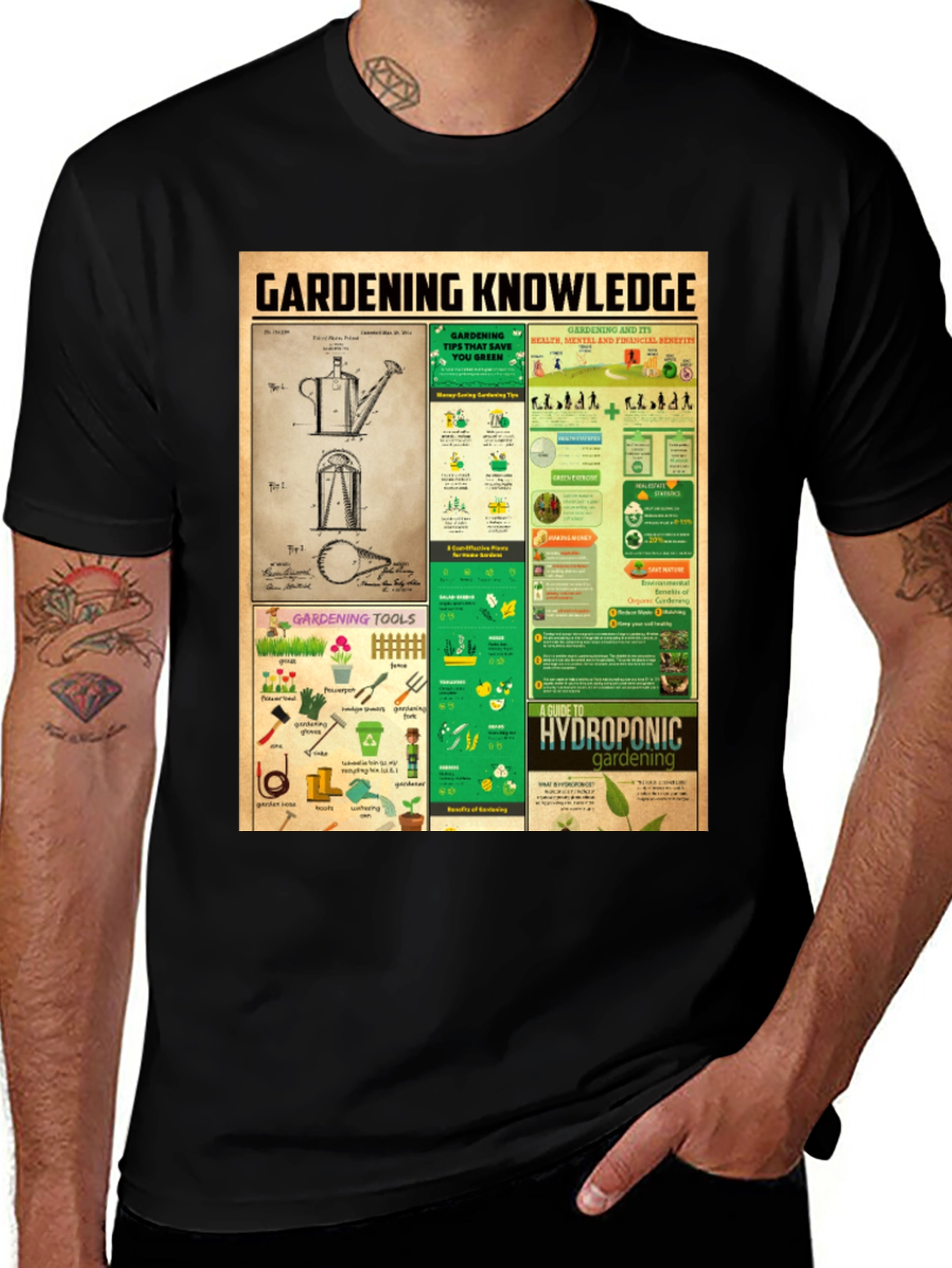 Black Gardening Knowledge T-Shirt main image