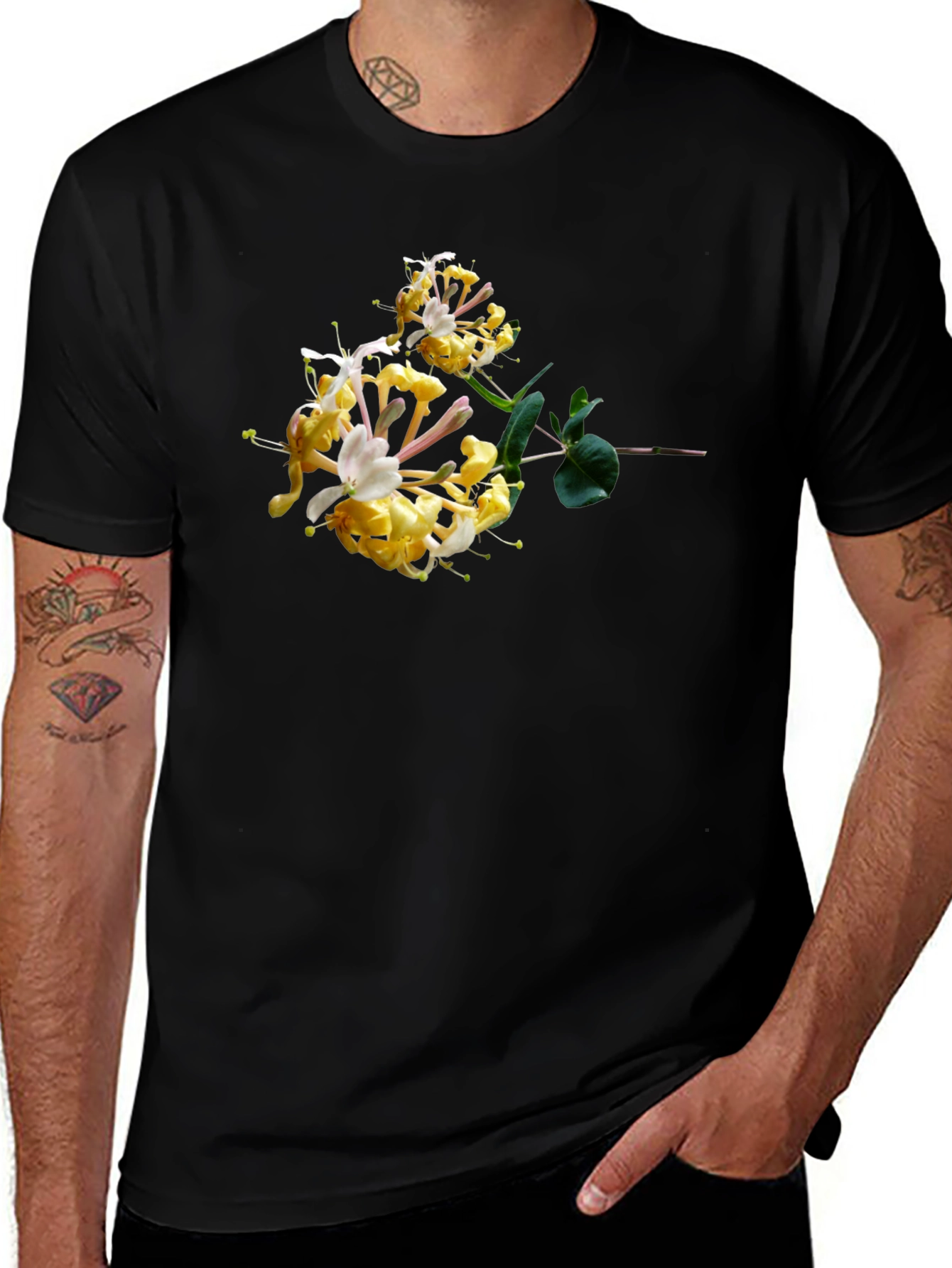 Variant 6 of Floral Print Black T-Shirt