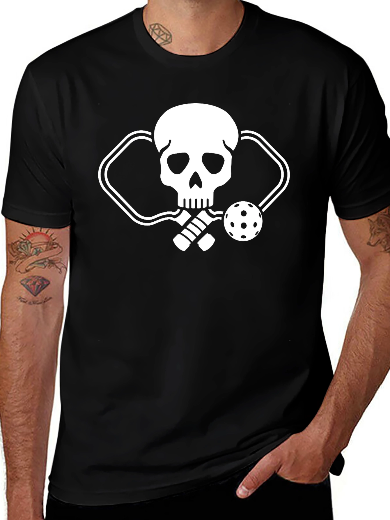 Variant 24 of Pickleball Skull Graphic T-Shirt - Unisex