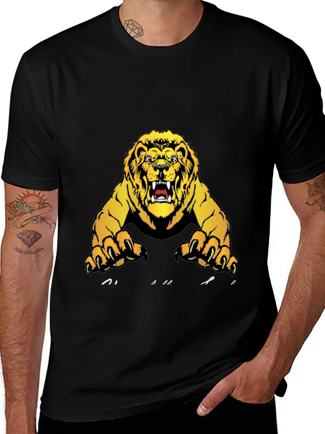 Variant 13 of Men's Black Lion Graphic Tee