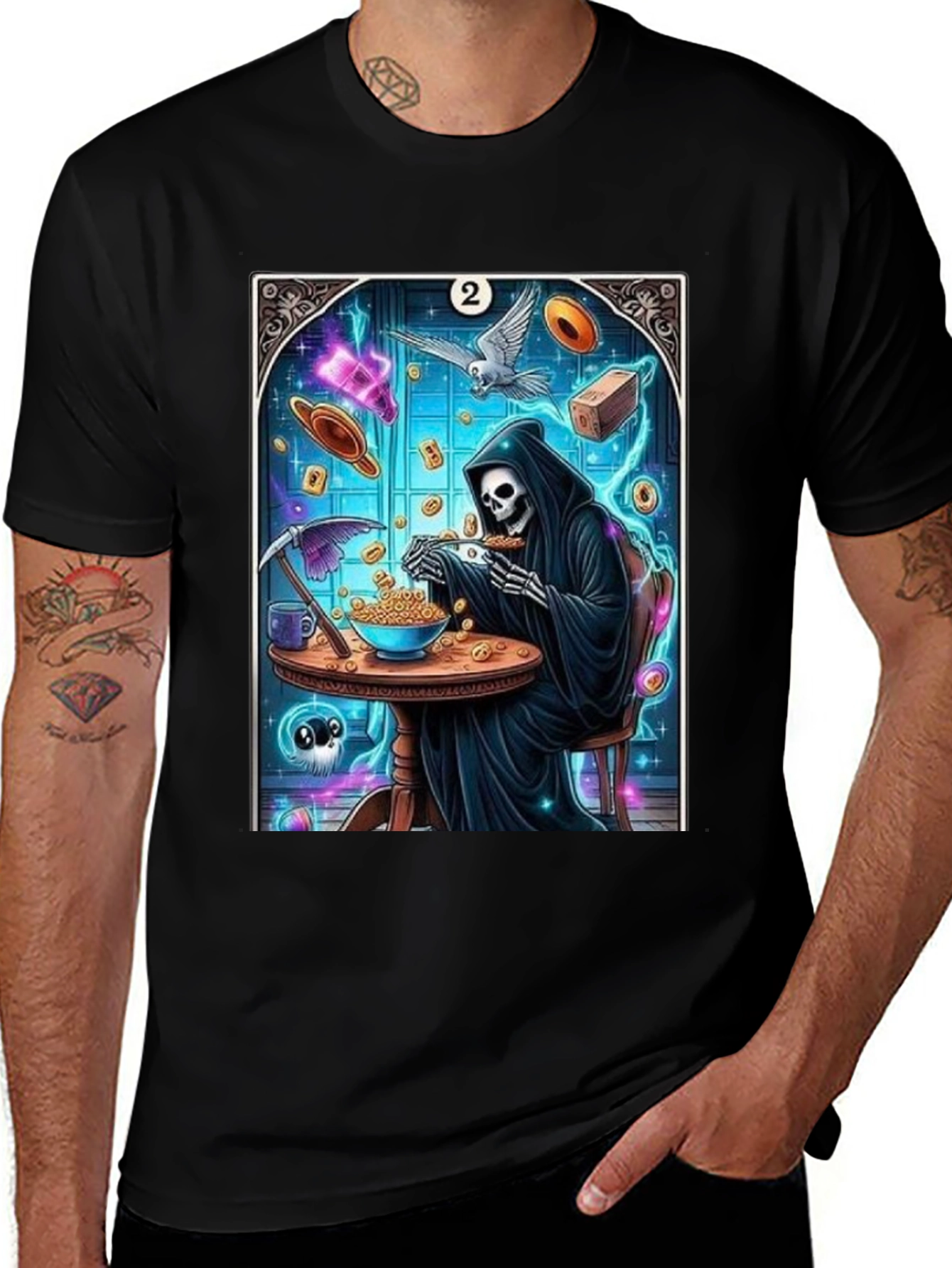 Grim Reaper Cereal T-Shirt - Funny Death Tarot Card Tee