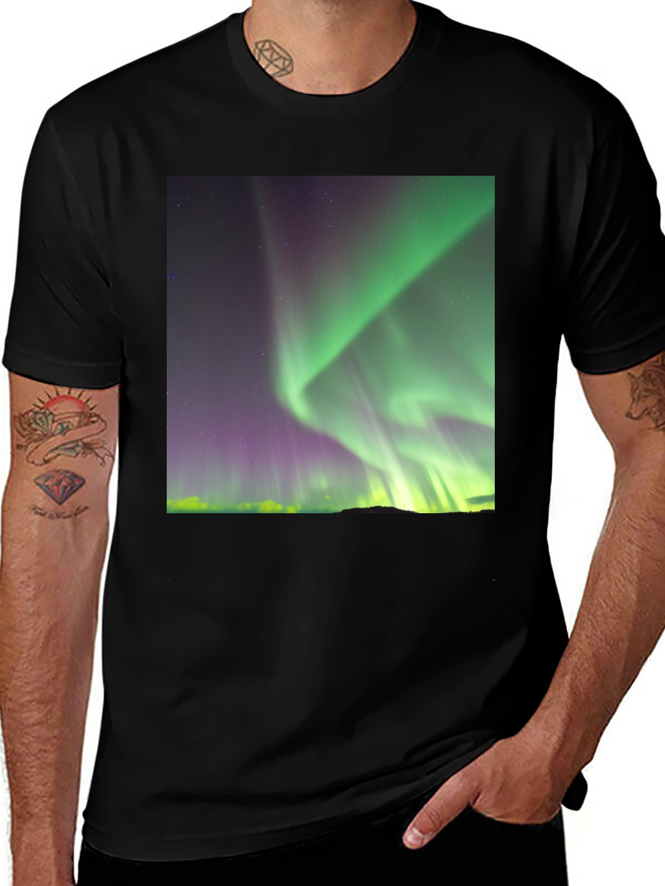 Aurora Borealis Graphic Tee - Night Sky T-Shirt