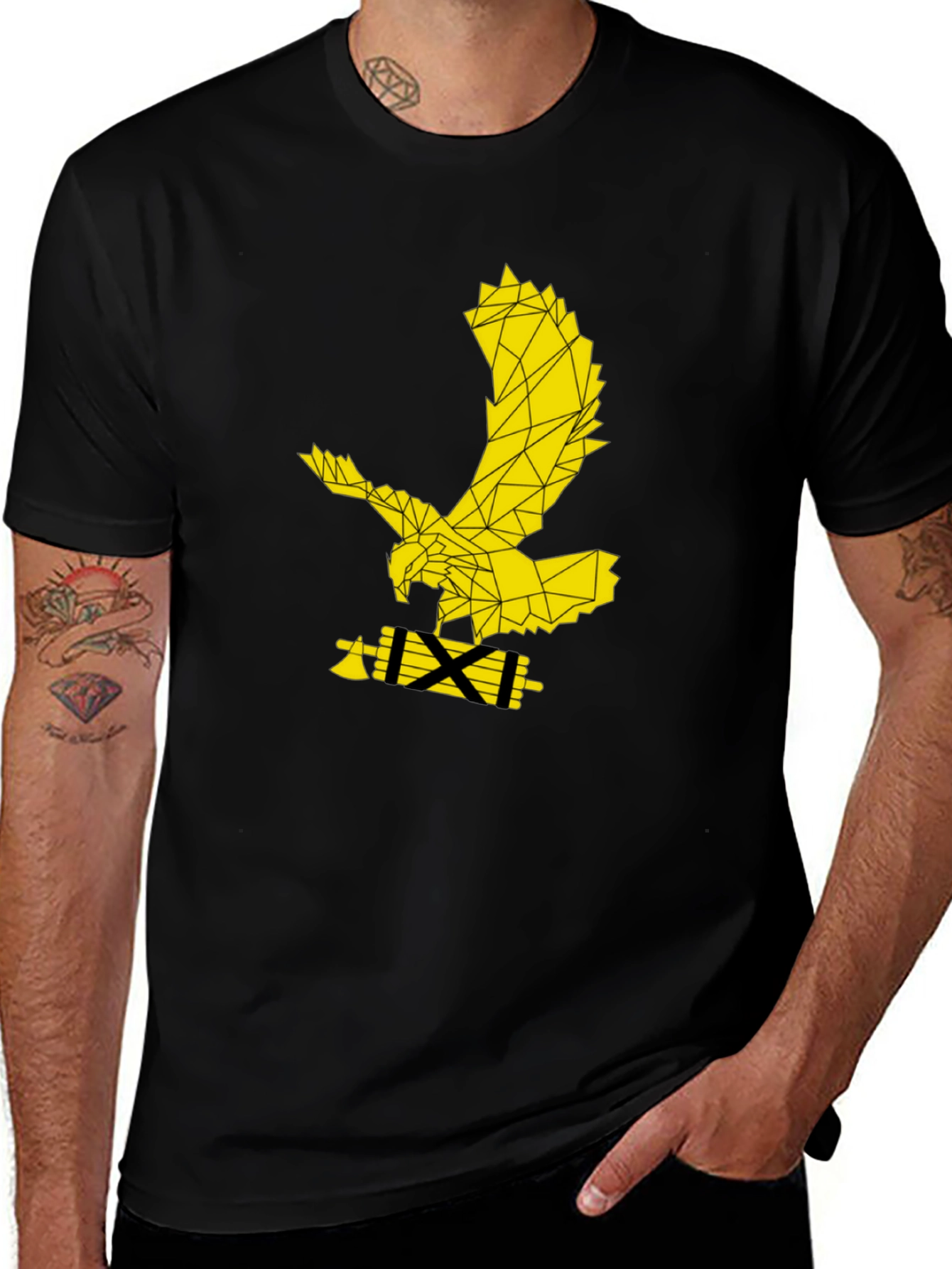 Variant 2 of Geometric Eagle Graphic Black T-Shirt