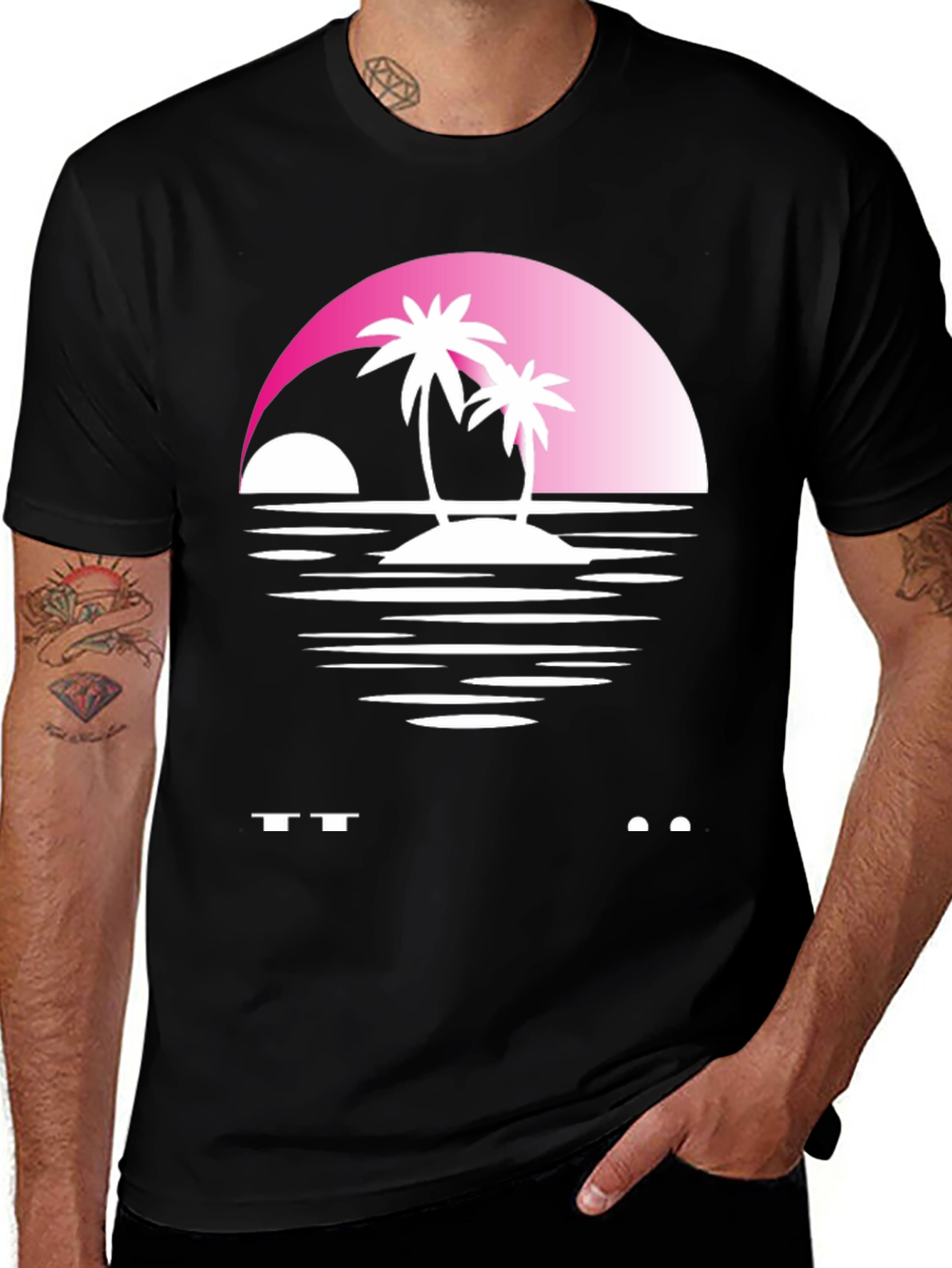 Variant 23 of Sunset Island Tee - Retro Palm Tree Graphic T-Shirt