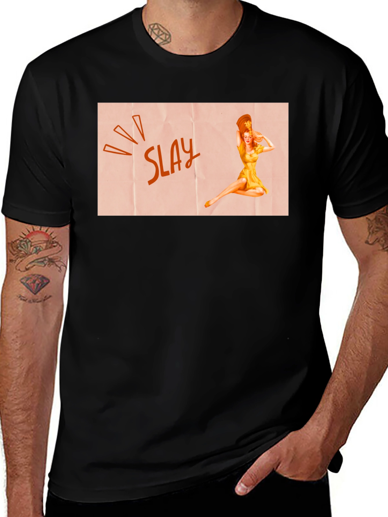 Variant 9 of Slay Pin-Up Graphic Tee - Black