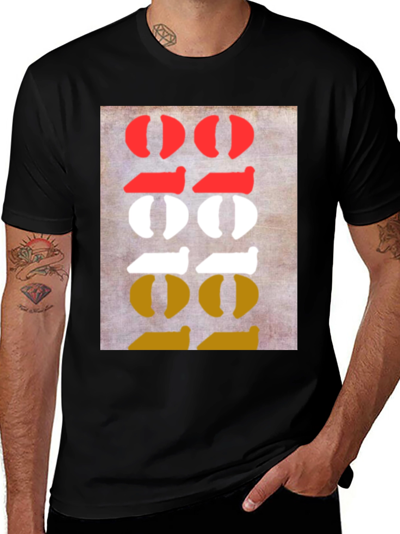 Variant 9 of Modern Art Black T-Shirt with Color Block Design