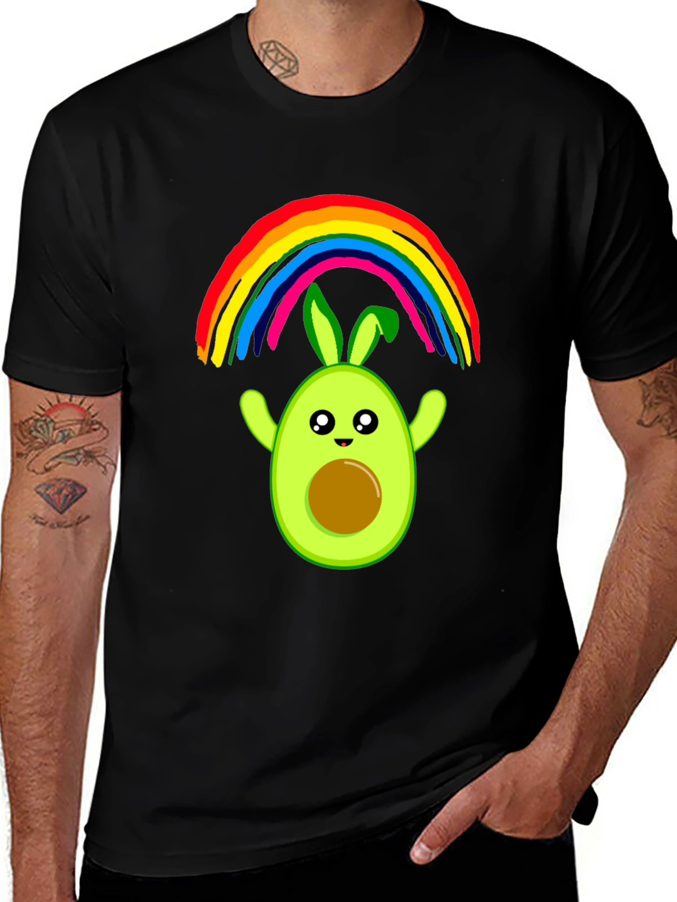 Variant 14 of Avocado Bunny Rainbow Graphic Tee