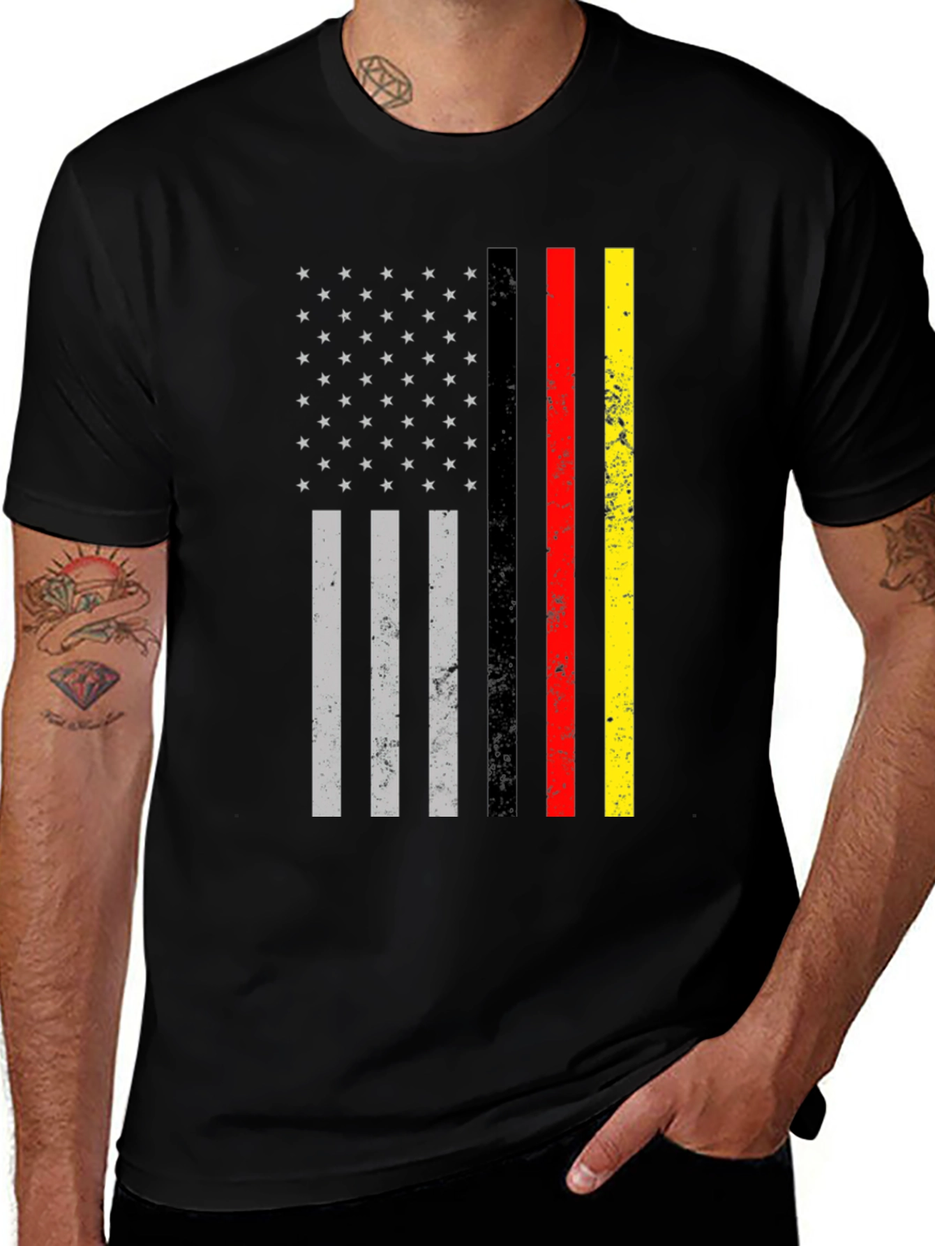 Distressed USA Flag Thin Line Graphic Tee