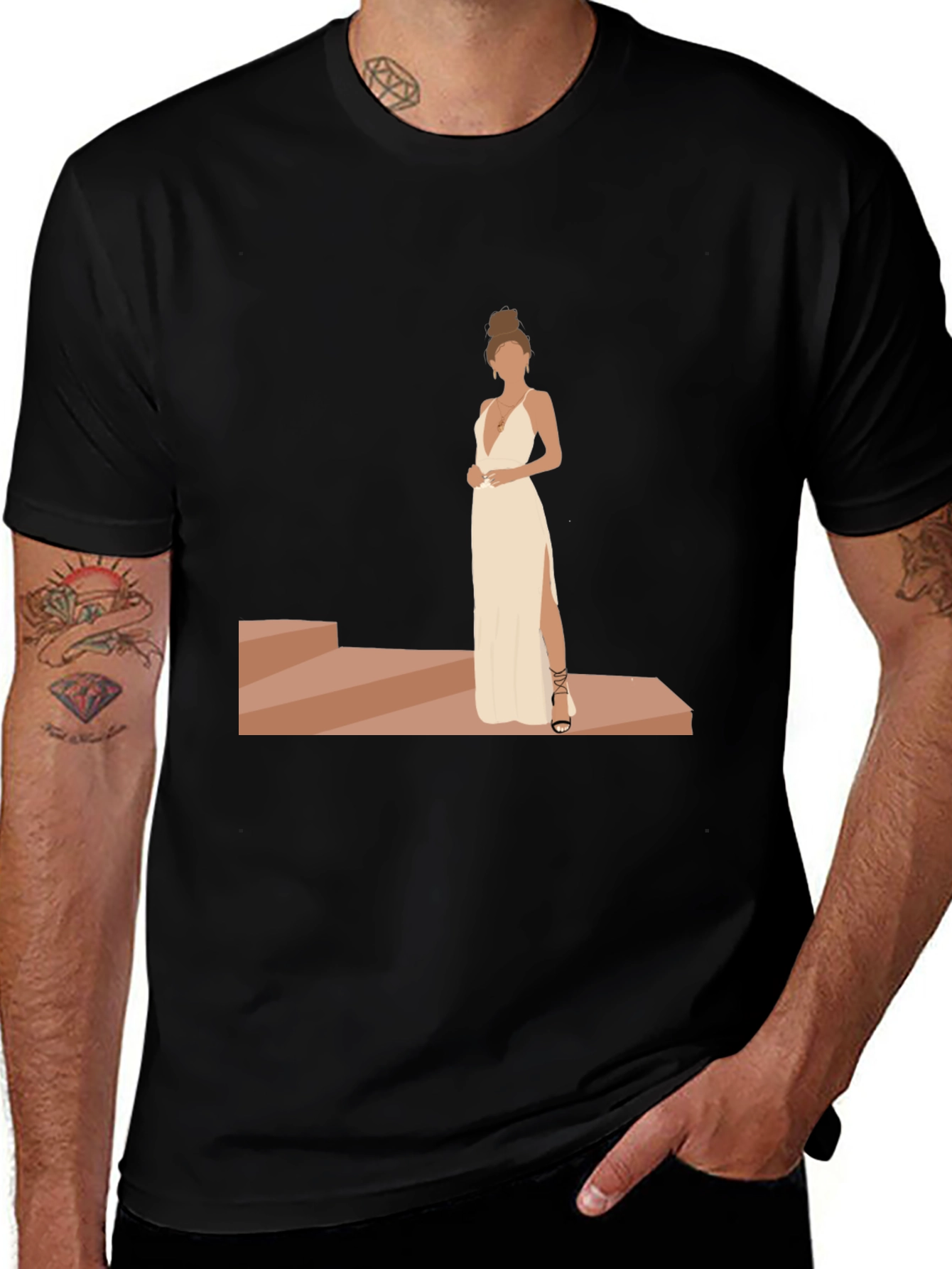 Variant 10 of Elegant Woman Graphic Black T-Shirt