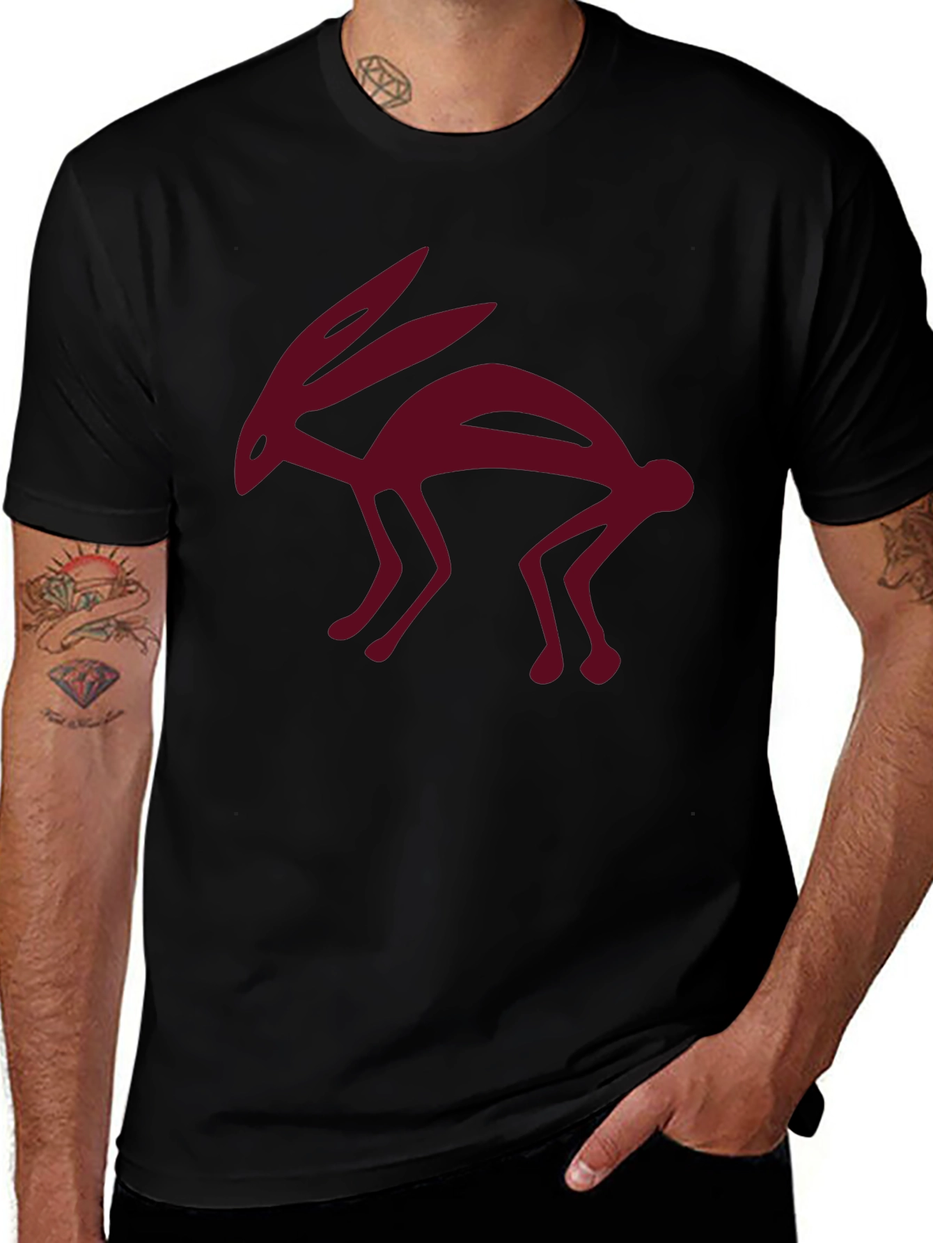 Variant 22 of Unique Hare Design Black T-Shirt