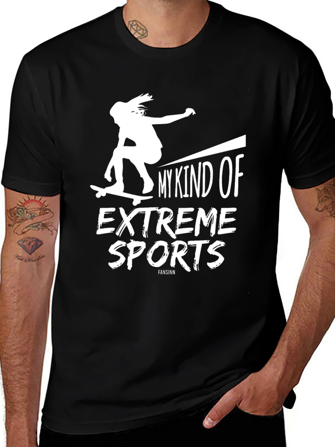 Variant 13 of Extreme Sports Skater Graphic T-Shirt - Black Cotton Tee