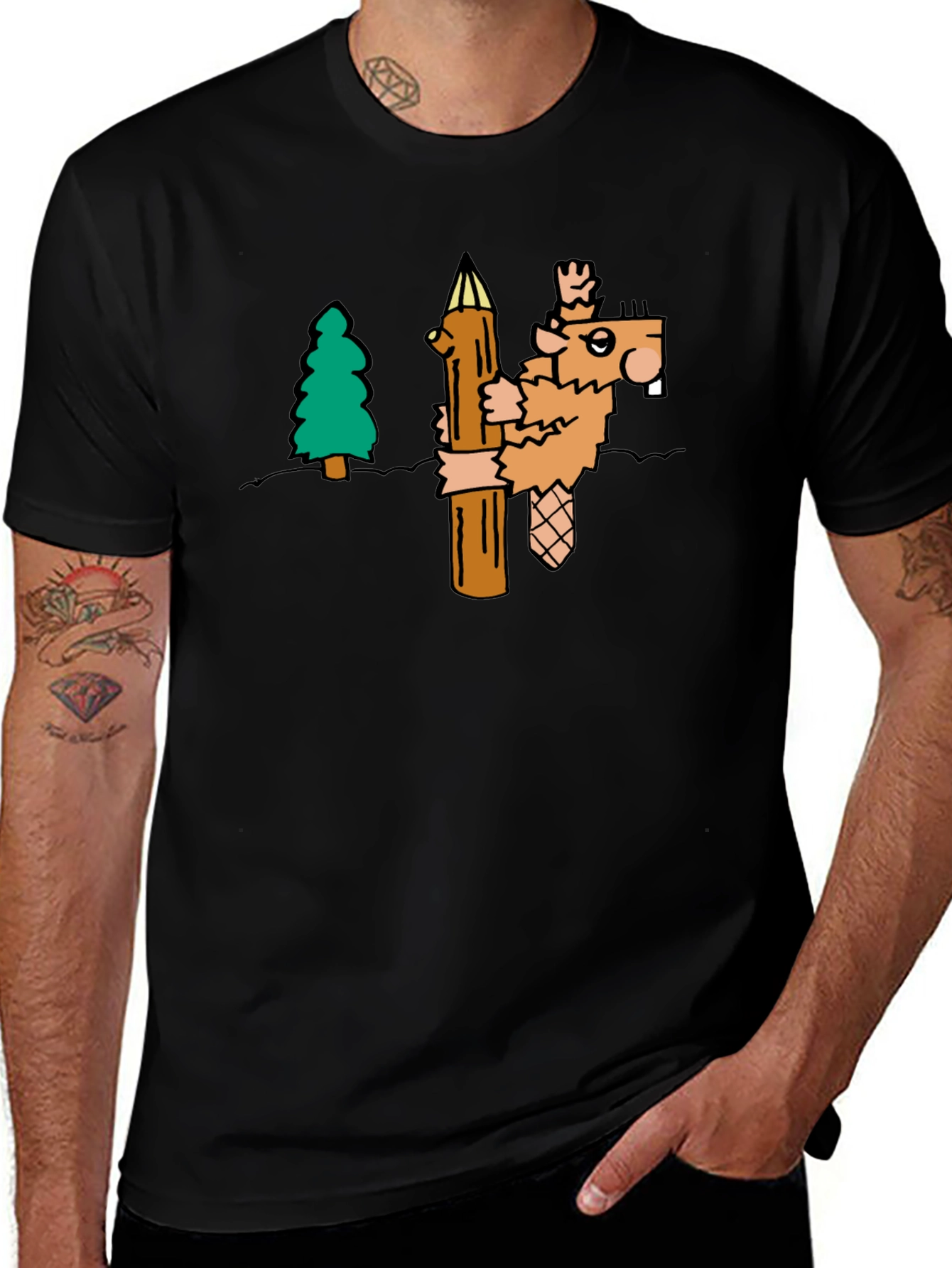 Variant 7 of Cartoon Beaver T-Shirt | Novelty Tee