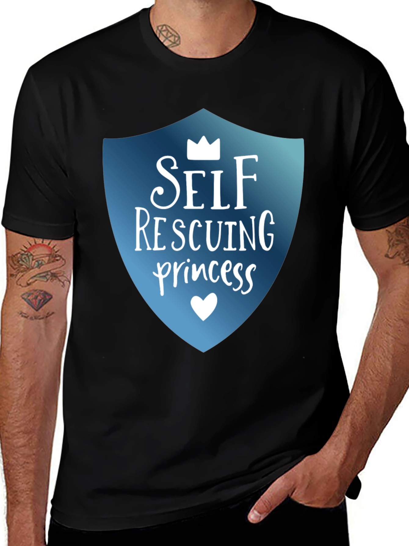 Variant 24 of Self Rescuing Princess Black T-Shirt