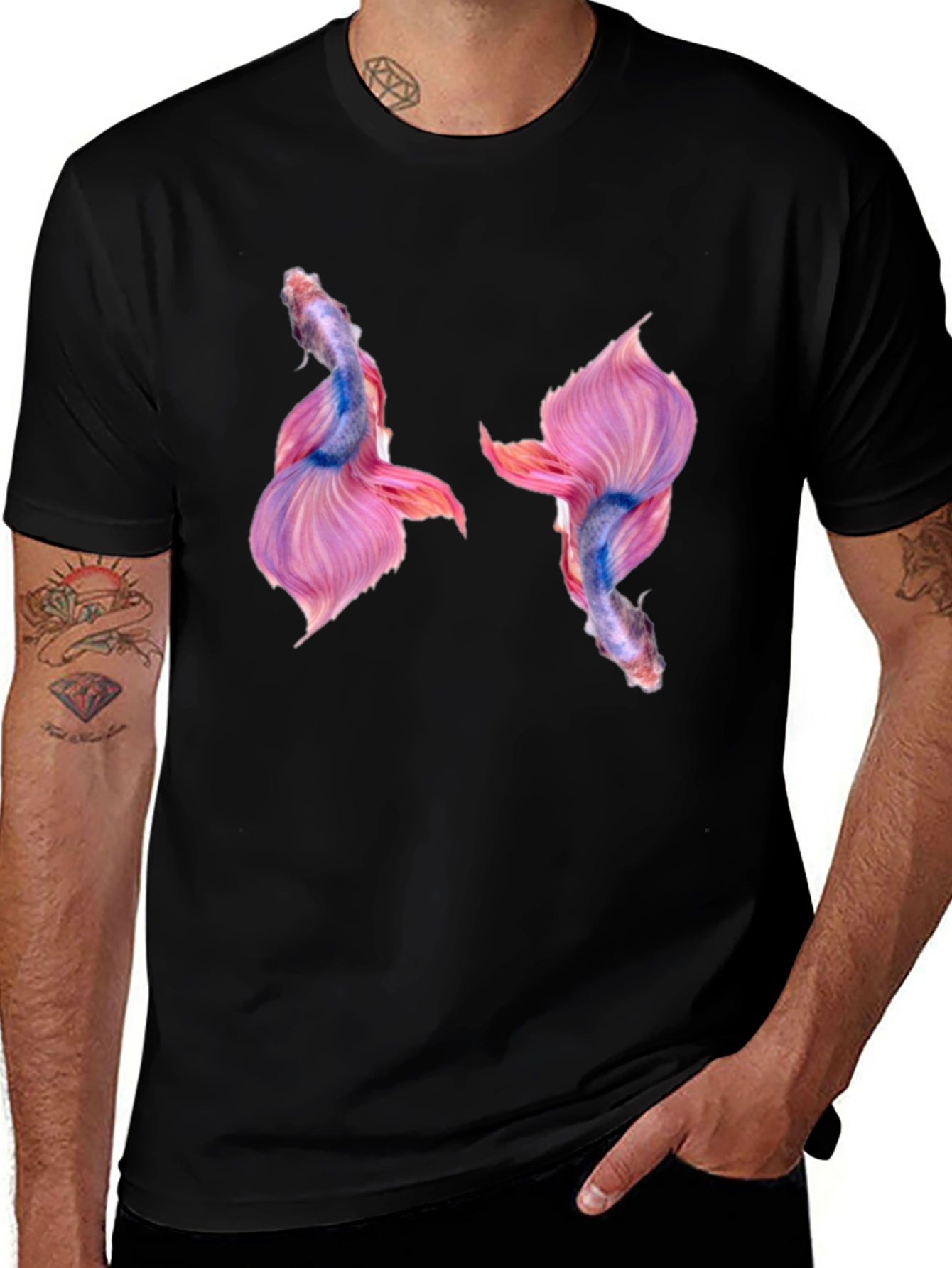 Variant 8 of Betta Fish Graphic Print Black T-Shirt