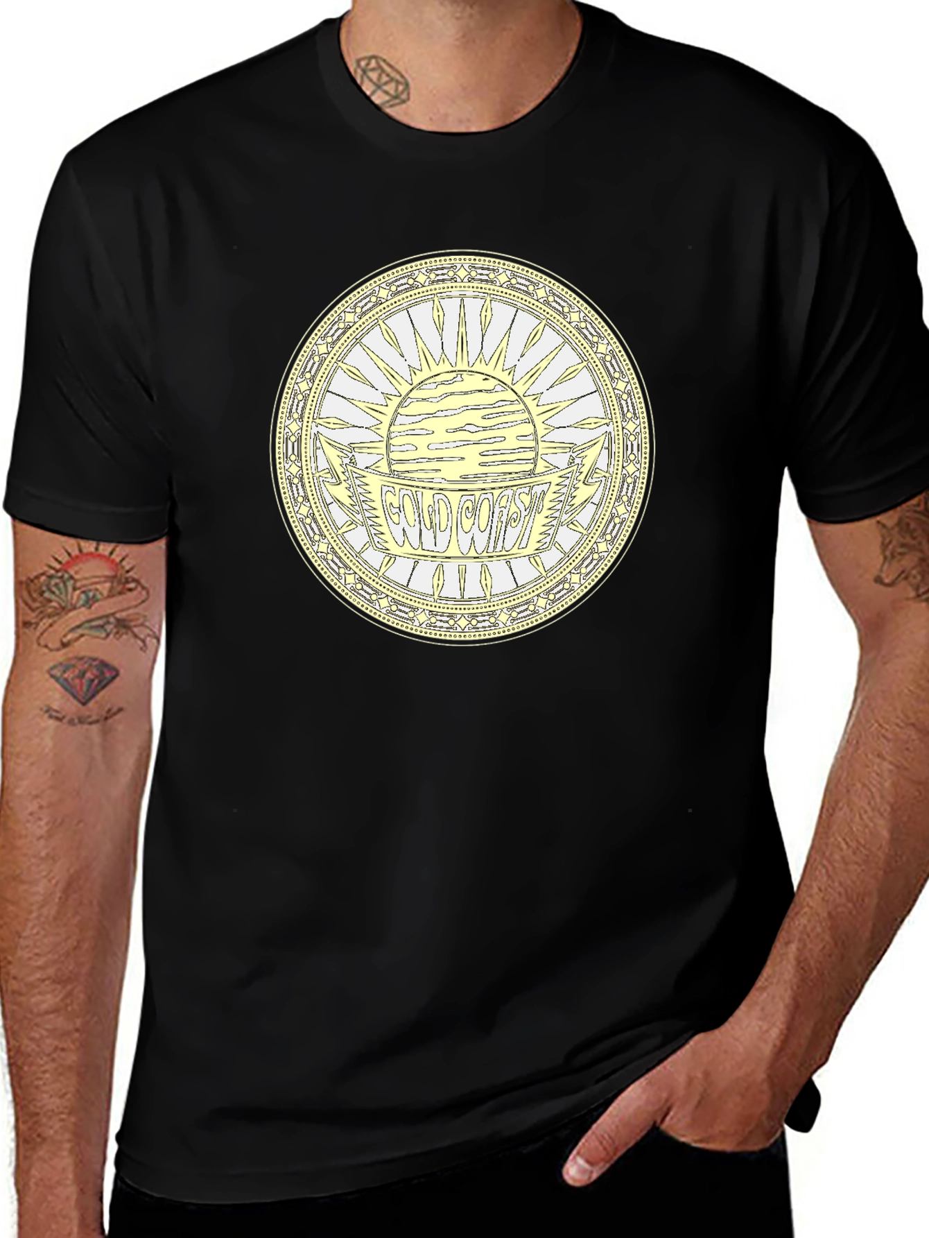 Variant 11 of Gold Coast Graphic Tee - Stylish Black T-Shirt