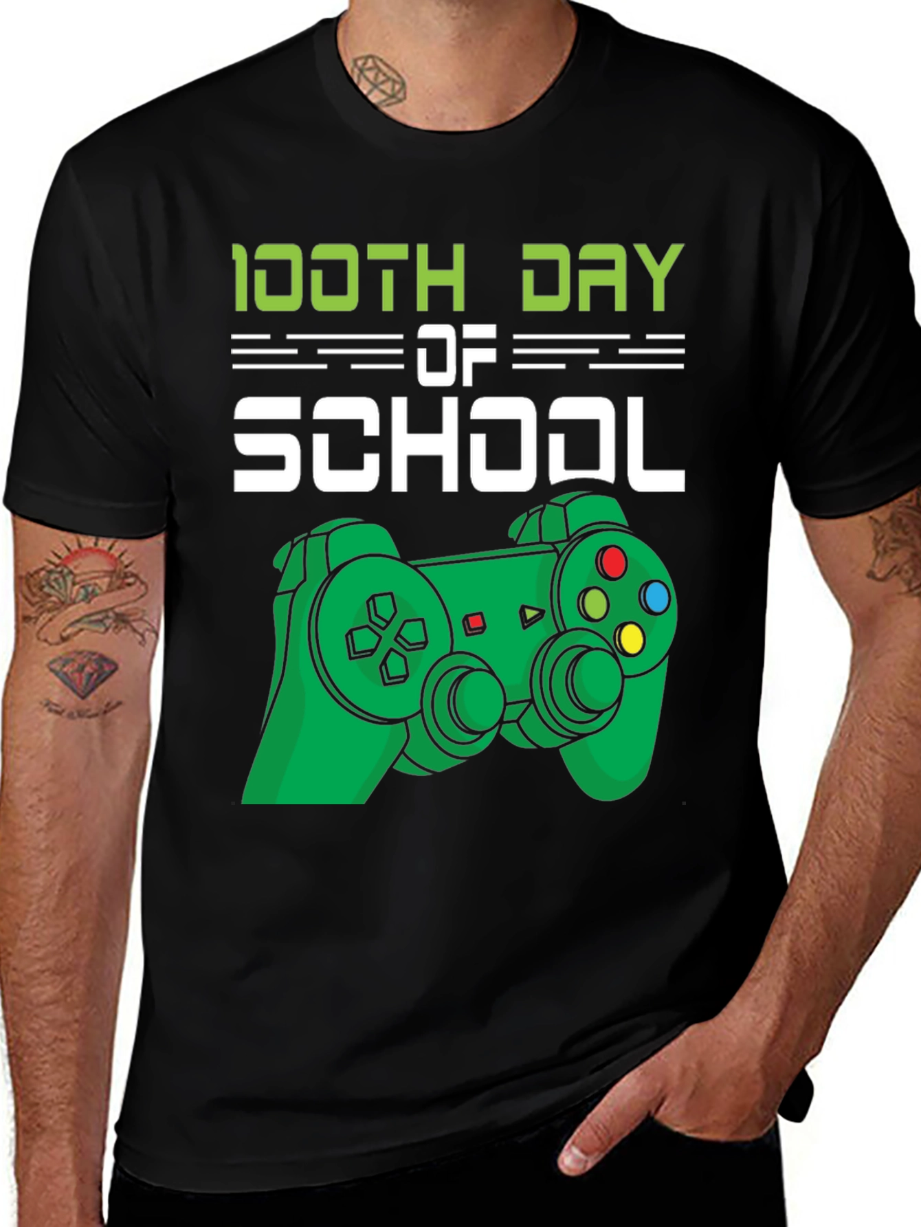 100th Day of School Gamer T-Shirt - Black