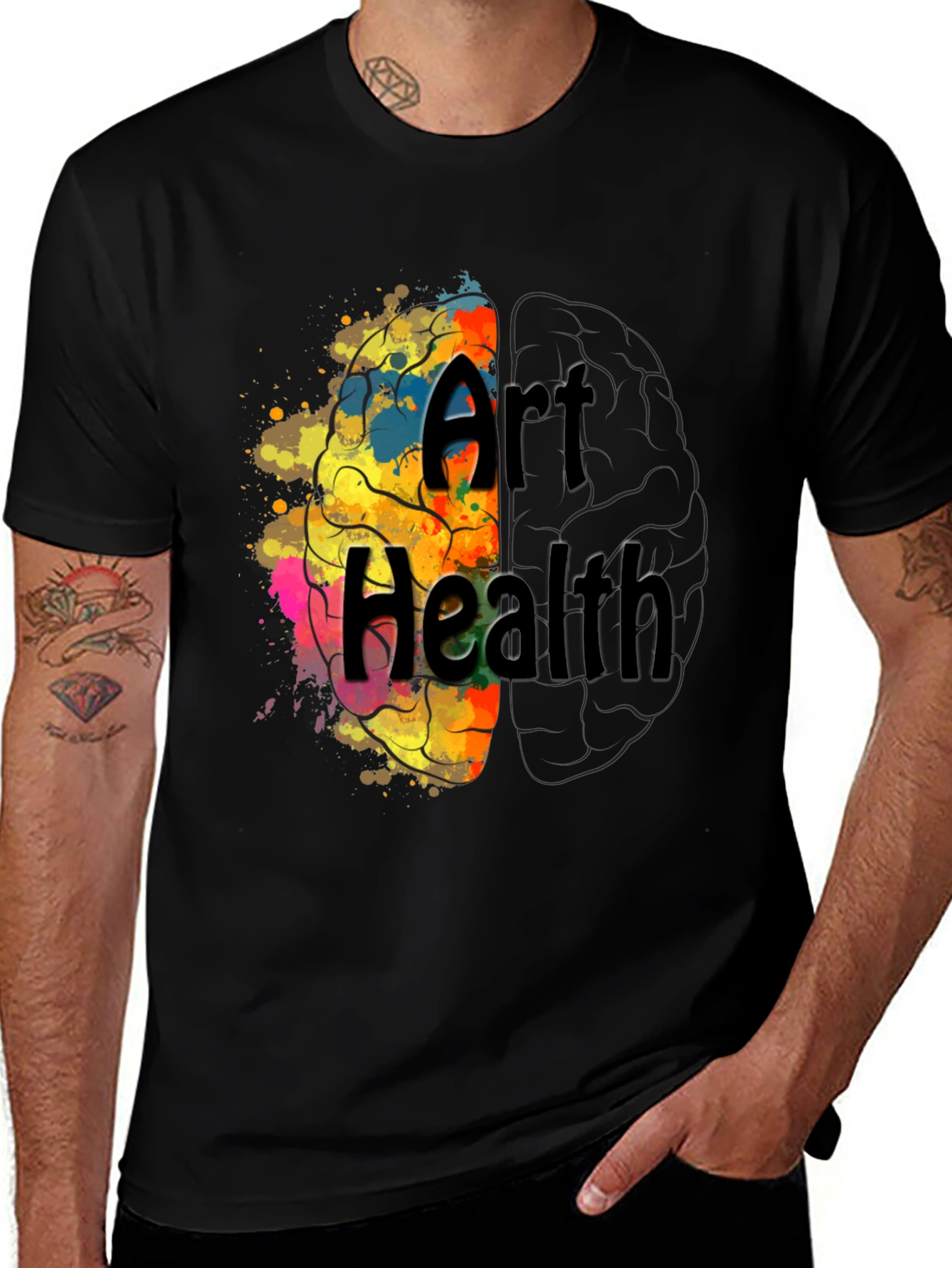 Variant 21 of Art Health Brain Graphic T-Shirt - Black