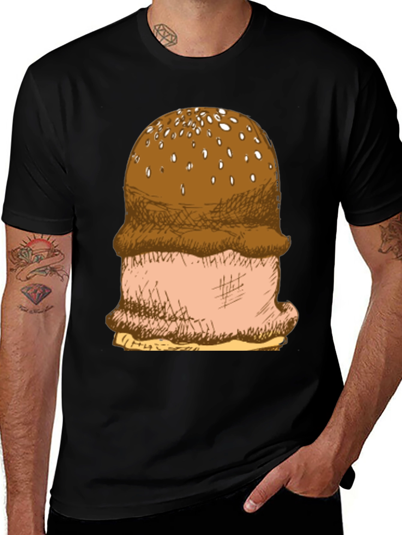Variant 28 of Burger Graphic Tee - Unisex Black T-Shirt