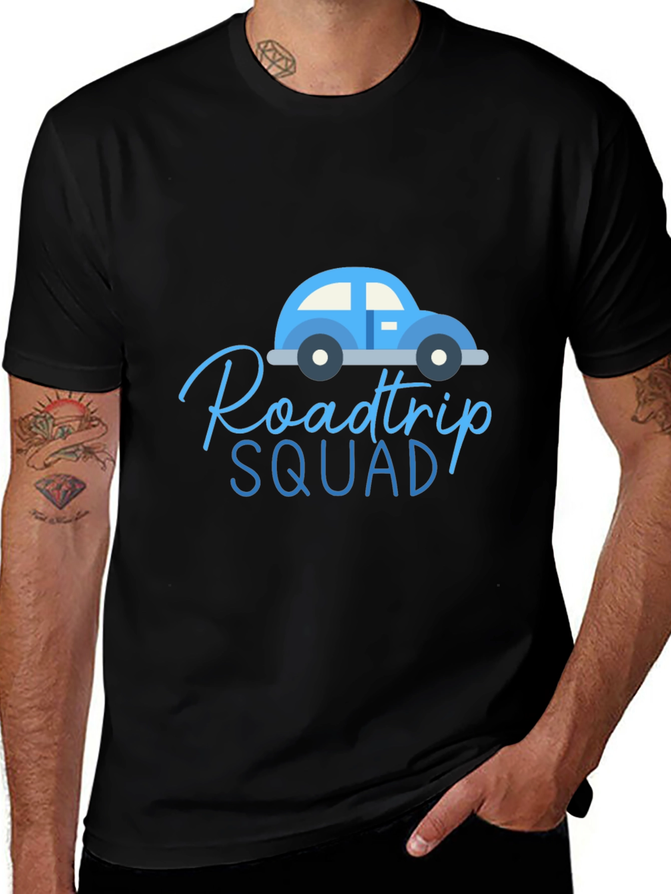 Black Roadtrip Squad Graphic Tee - Black Cotton T-Shirt main image
