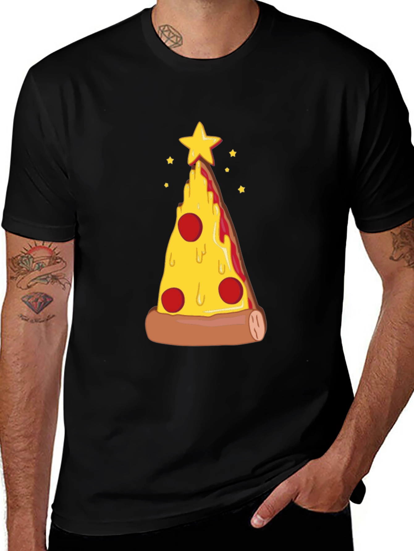 Variant 9 of Pizza Christmas Tree Graphic Tee - Holiday Fun!