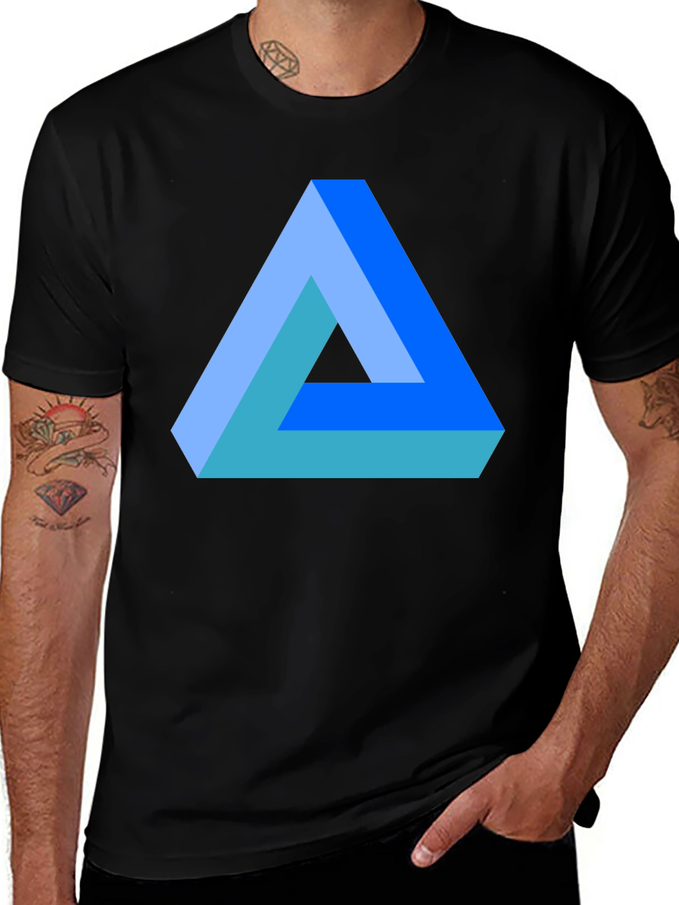 Variant 16 of Optical Illusion T-Shirt: Impossible Triangle Design
