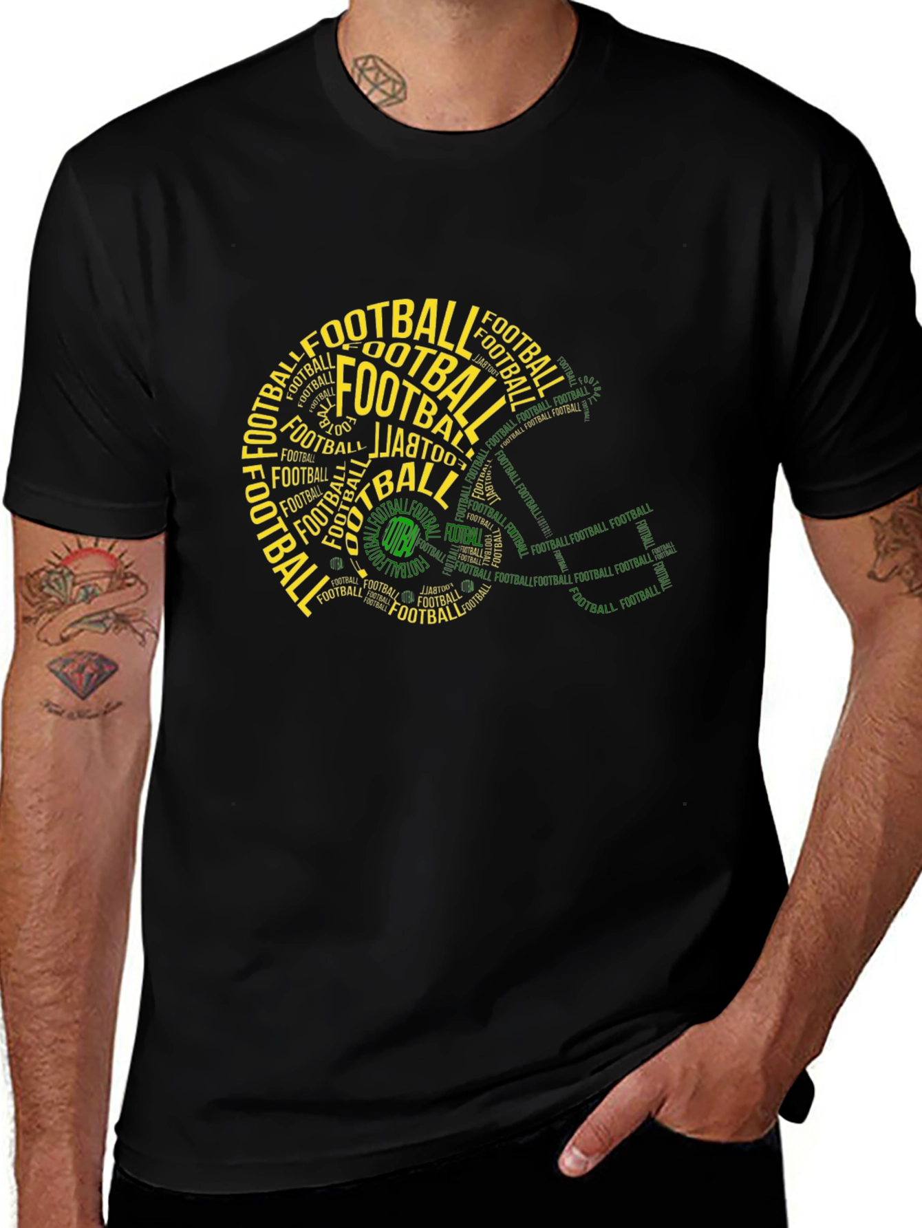 Variant 9 of Football Helmet Word Art T-Shirt