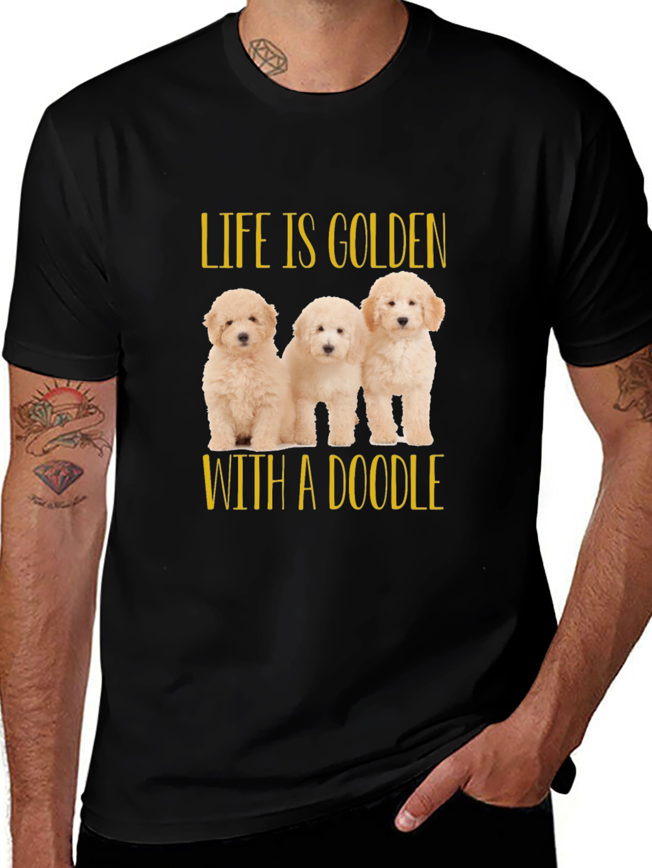Variant 7 of Life is Golden with a Doodle Black T-Shirt