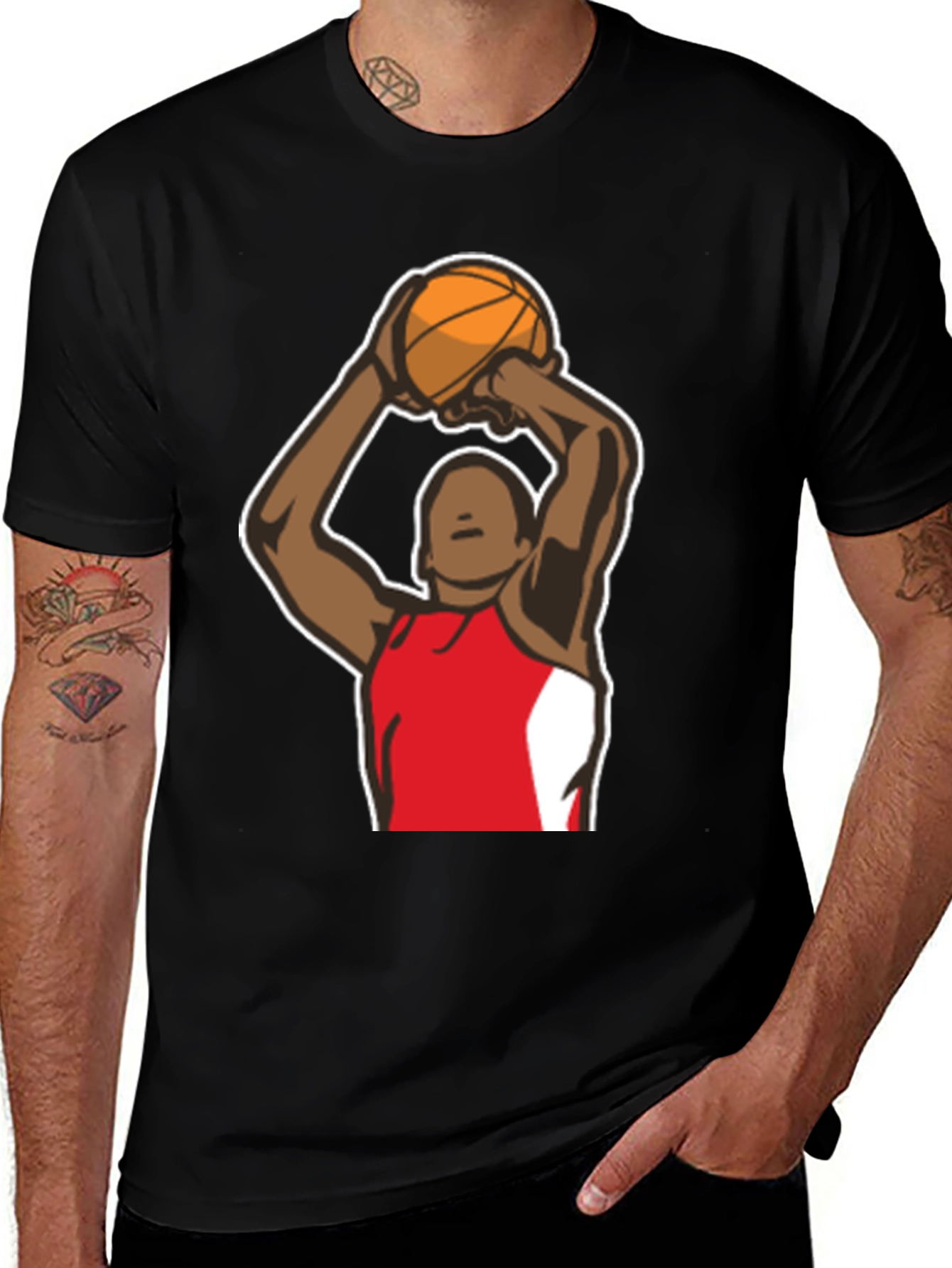 Variant 17 of Basketball Player Graphic Tee - Black Cotton