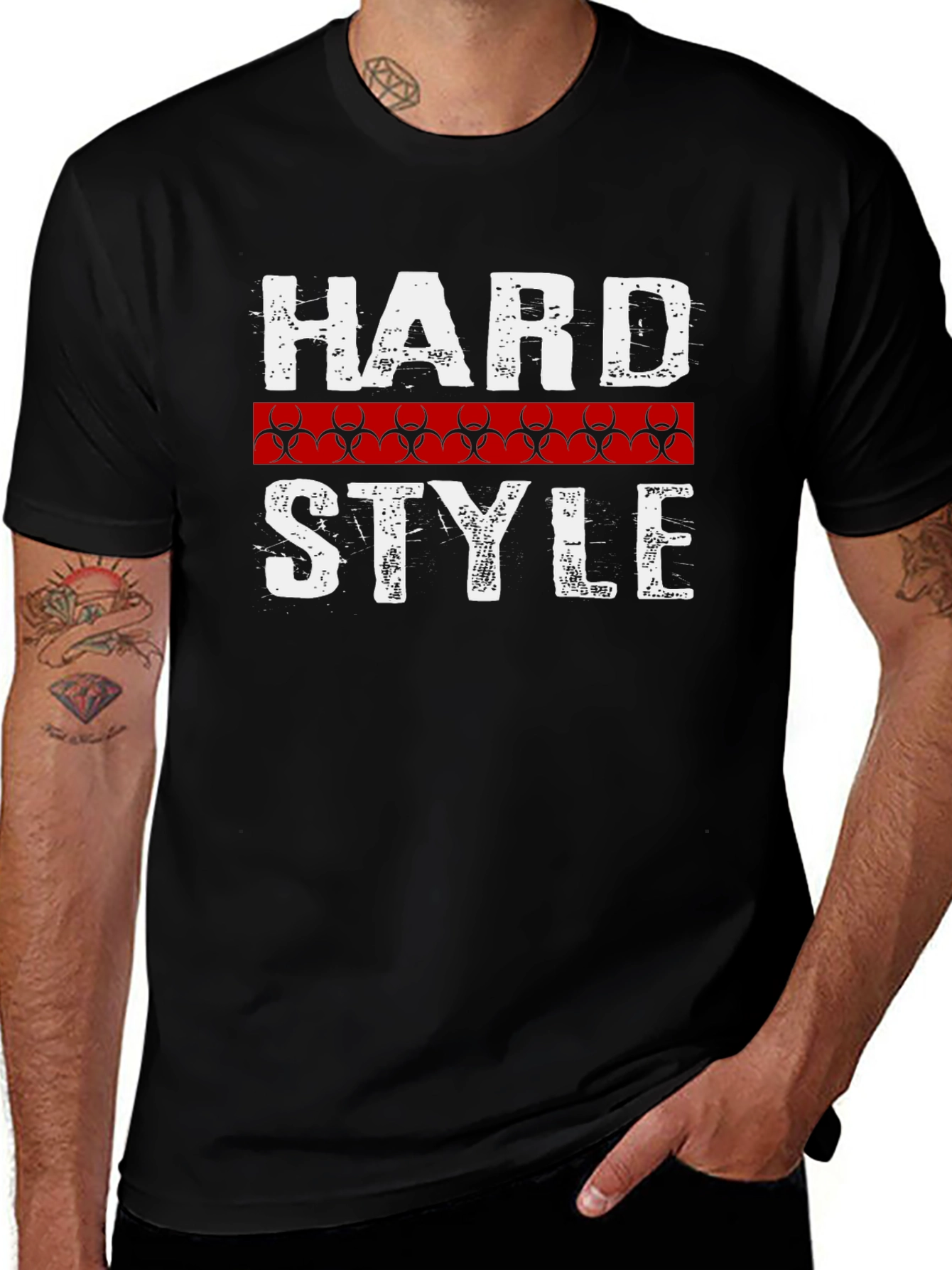 Variant 16 of Hard Style Graphic Tee - Biohazard Design