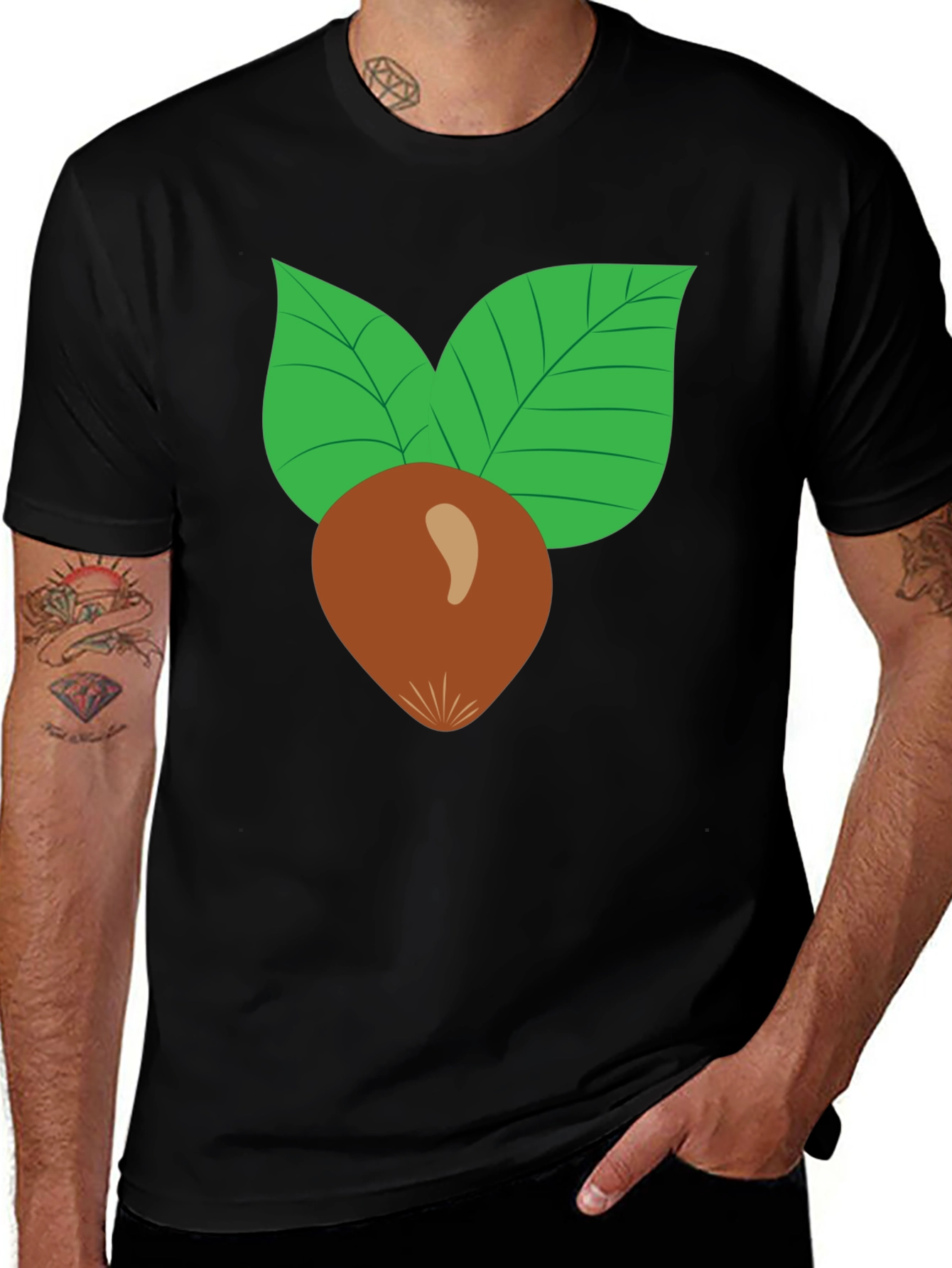 Black Nut & Leaf Graphic T-Shirt - Black main image