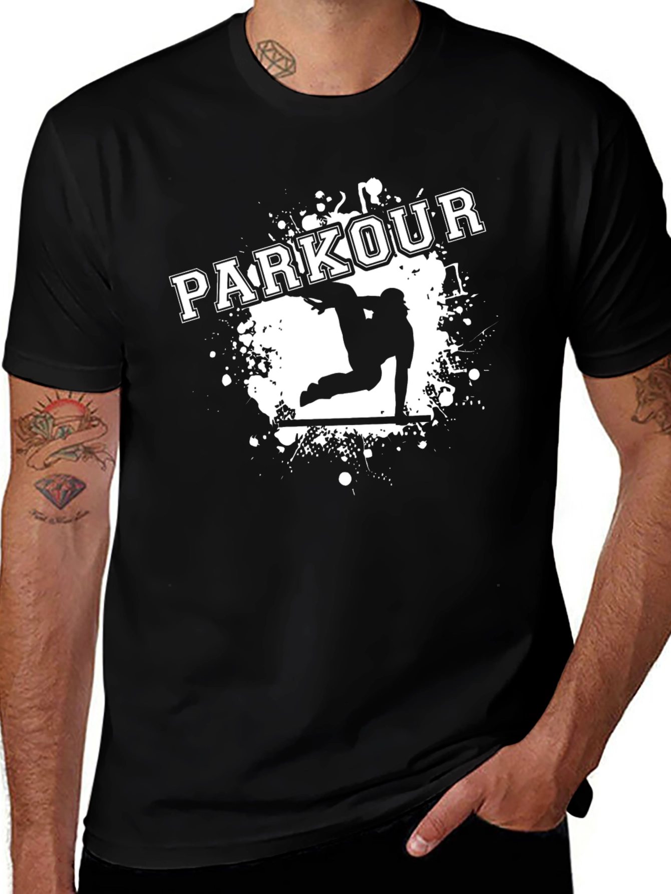 Variant 8 of Parkour Silhouette Graphic T-Shirt - Black