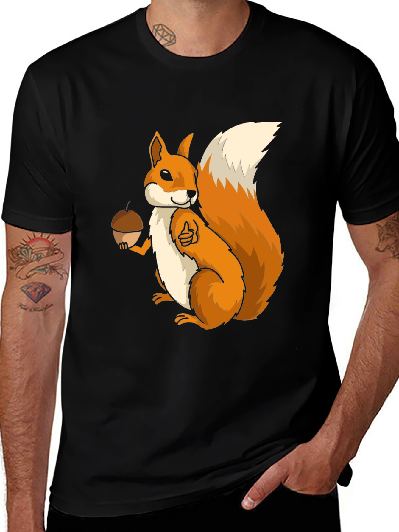 Variant 24 of Squirrel Graphic T-Shirt - Black Cotton Blend
