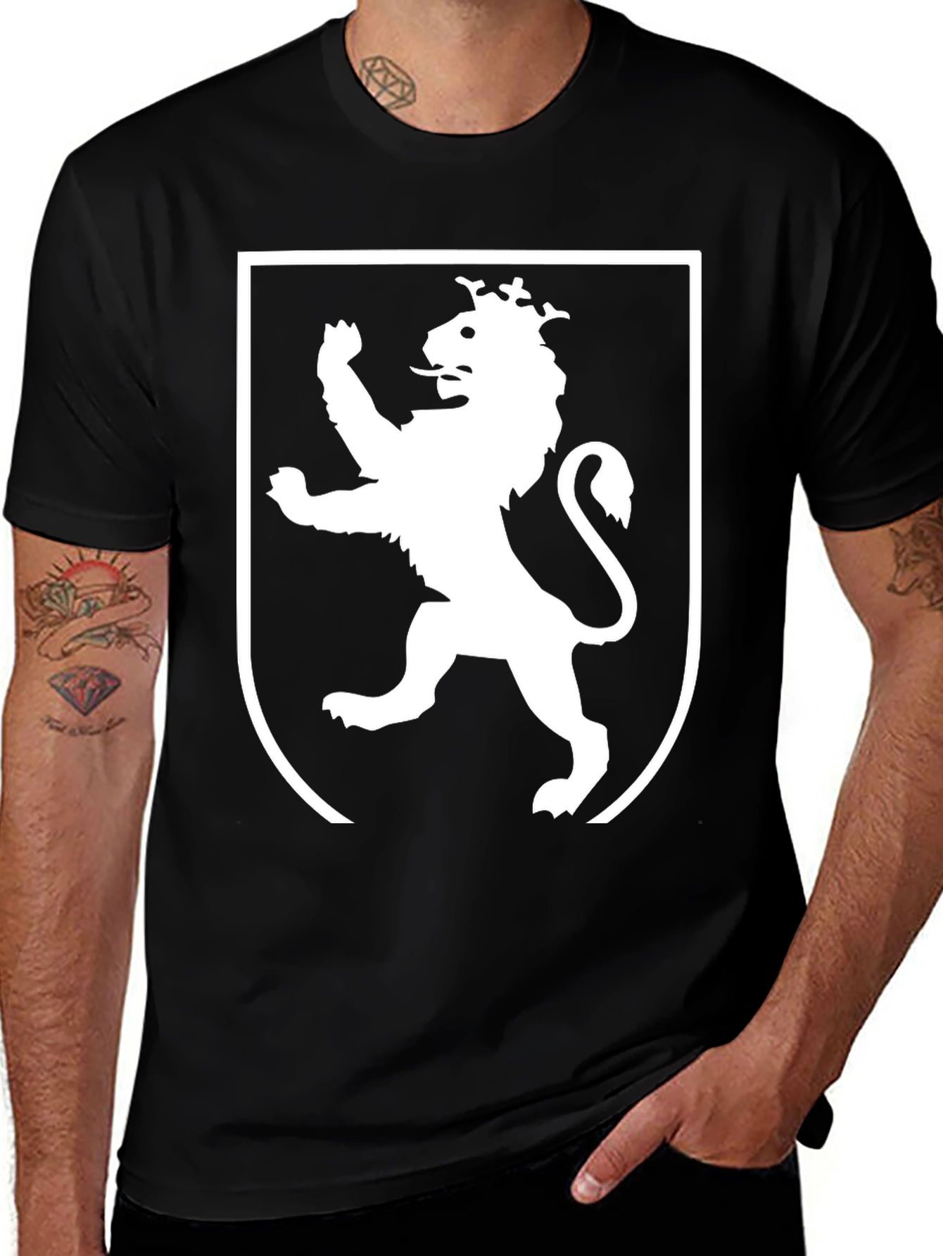 Variant 20 of Heraldic Lion Shield Graphic T-Shirt