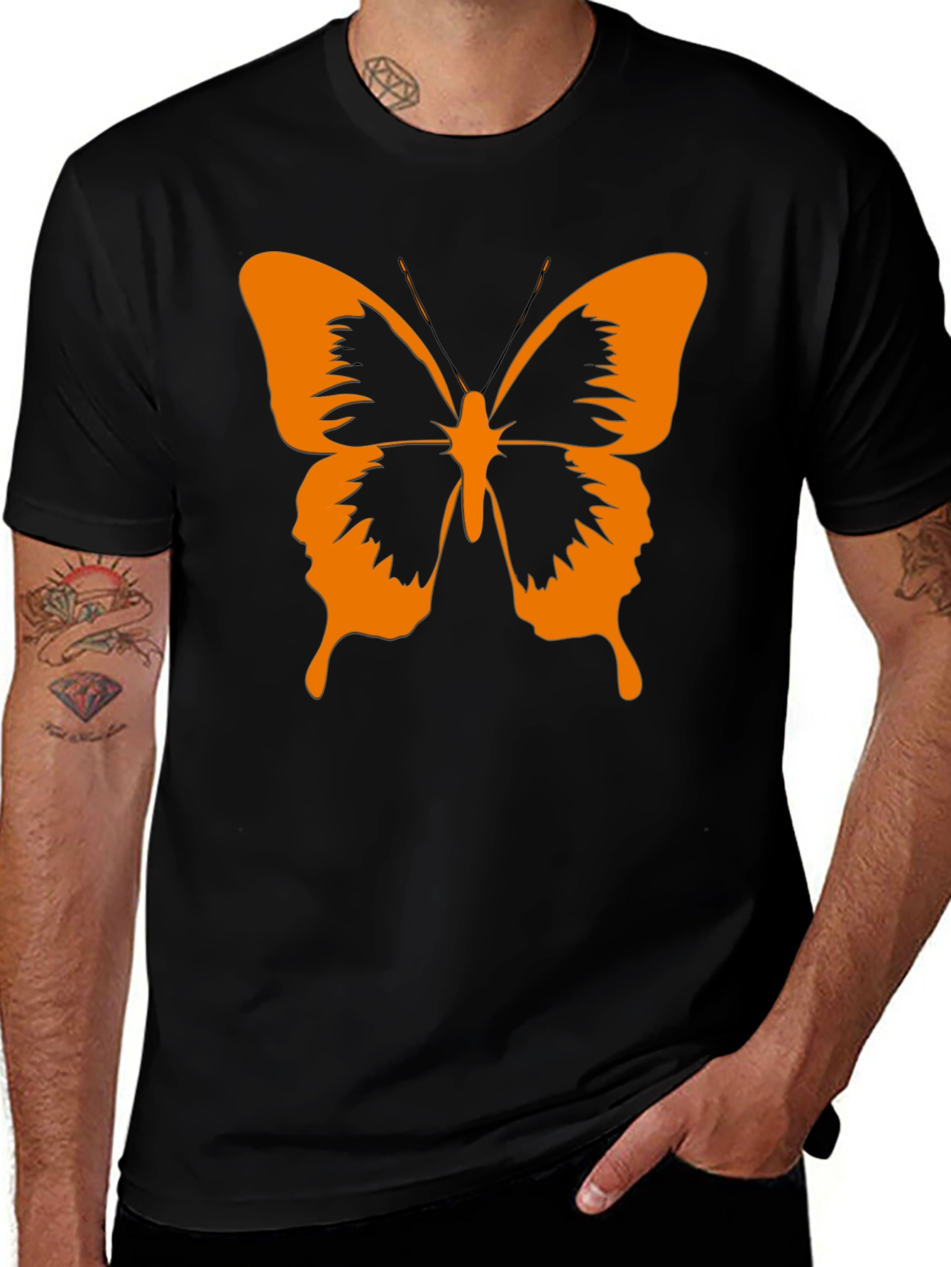 Variant 24 of Butterfly Graphic Tee - Stylish Black Cotton T-Shirt