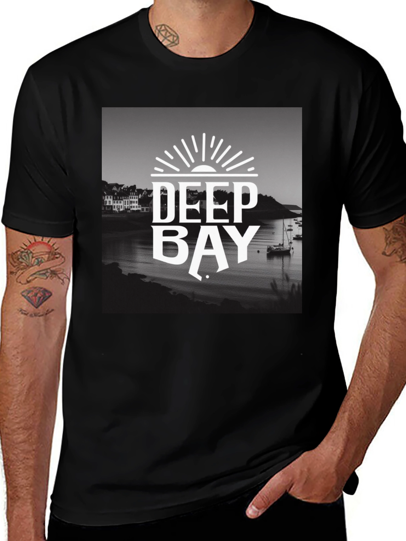 Variant 8 of Deep Bay Graphic T-Shirt - Stylish Black Tee