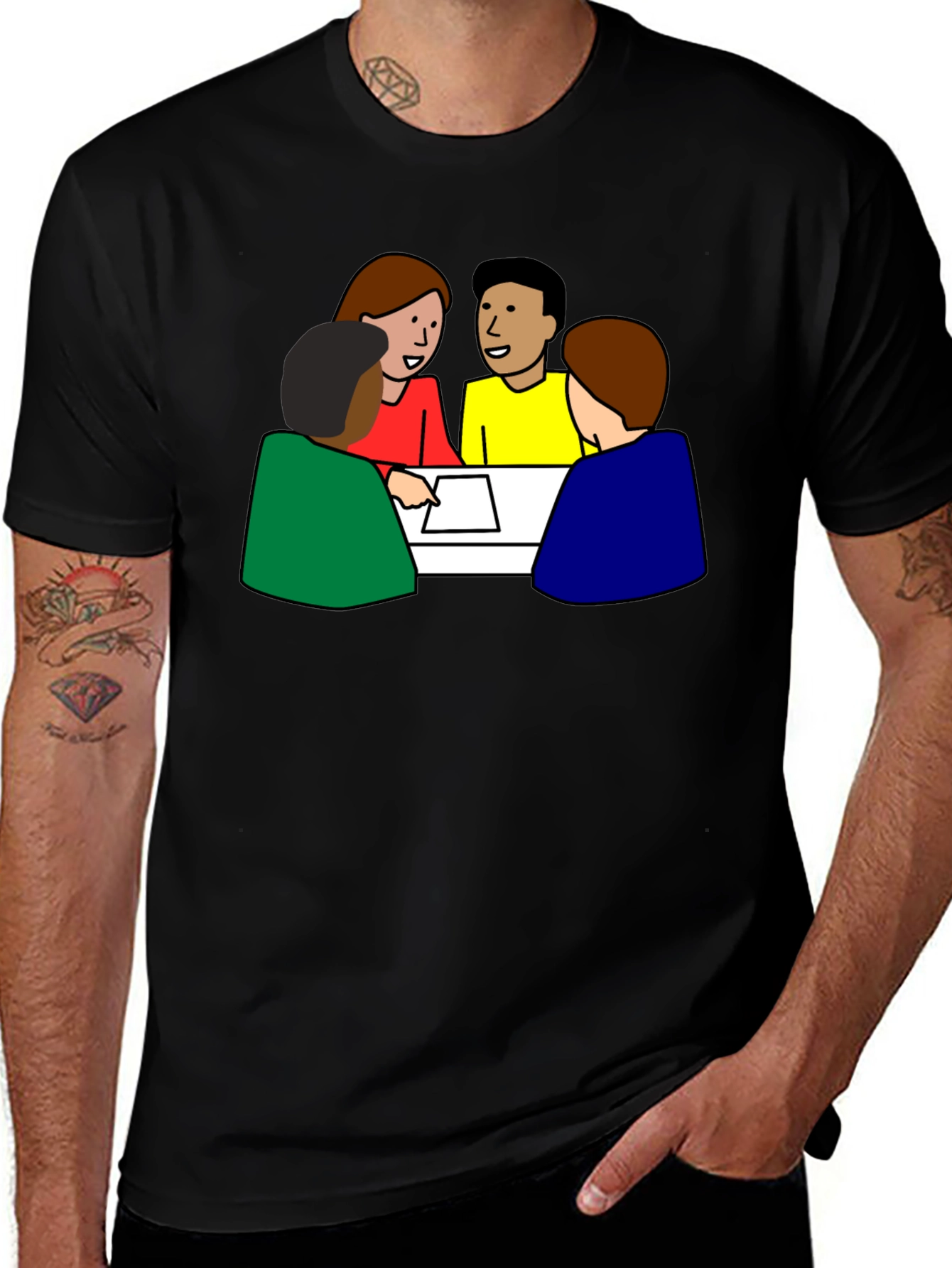 Variant 5 of Meeting Tee: People Around Table Graphic T-Shirt