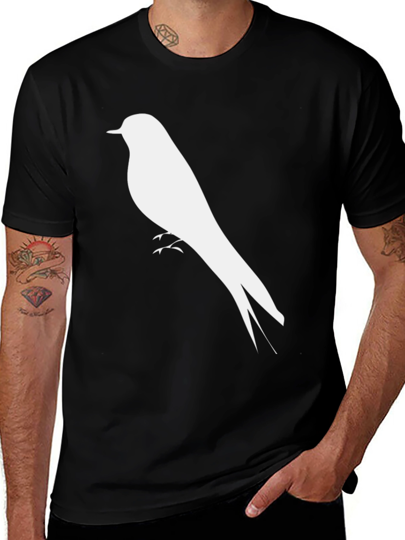 Variant 8 of Black Bird Silhouette T-Shirt - Classic Style