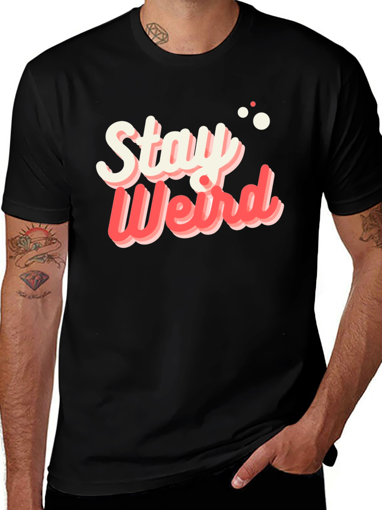Stay Weird Graphic Tee - Black Cotton T-Shirt