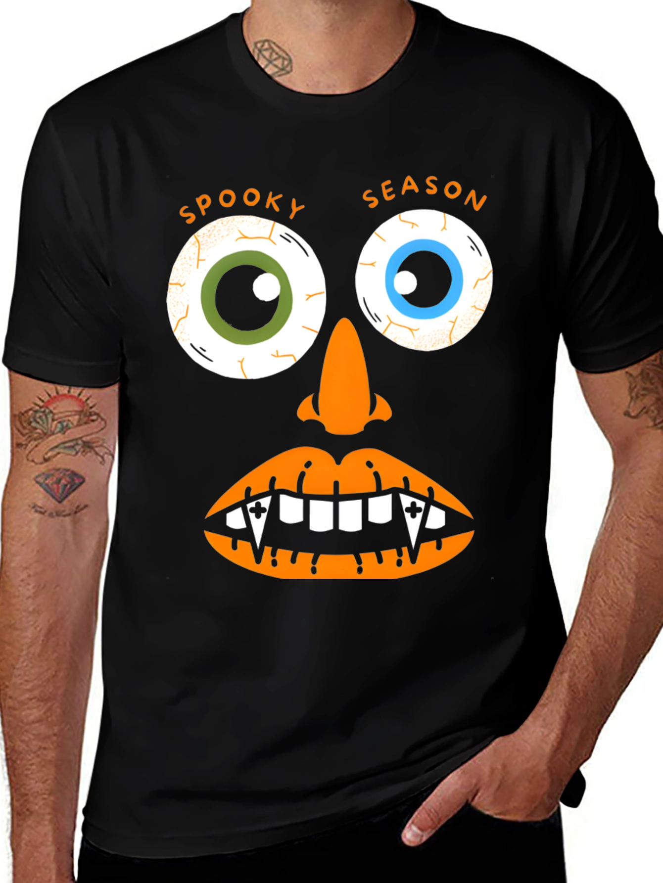 Spooky Season Monster Face Graphic T-Shirt