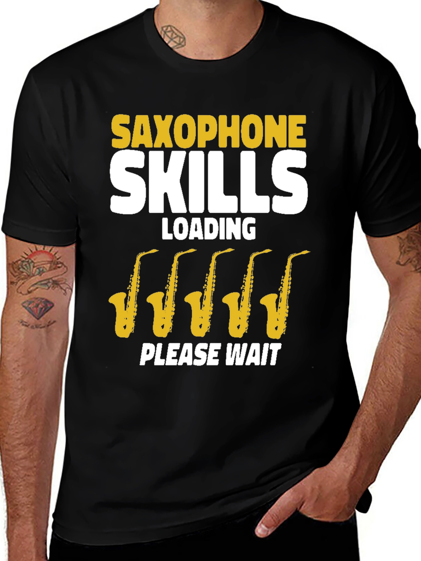 Variant 27 of Saxophone Skills Loading Funny Musician T-Shirt