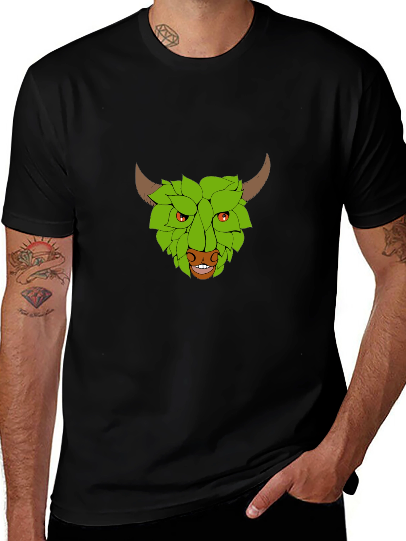 Variant 26 of Green Man Bull Graphic T-Shirt