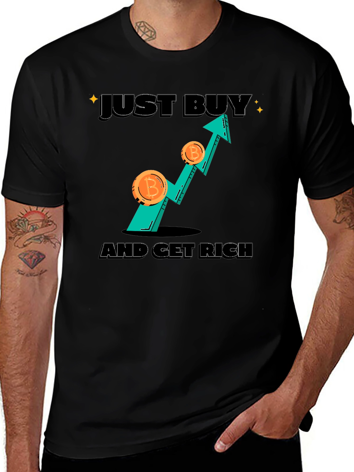 Variant 21 of Bitcoin Crypto T-Shirt - Just Buy And Get Rich!