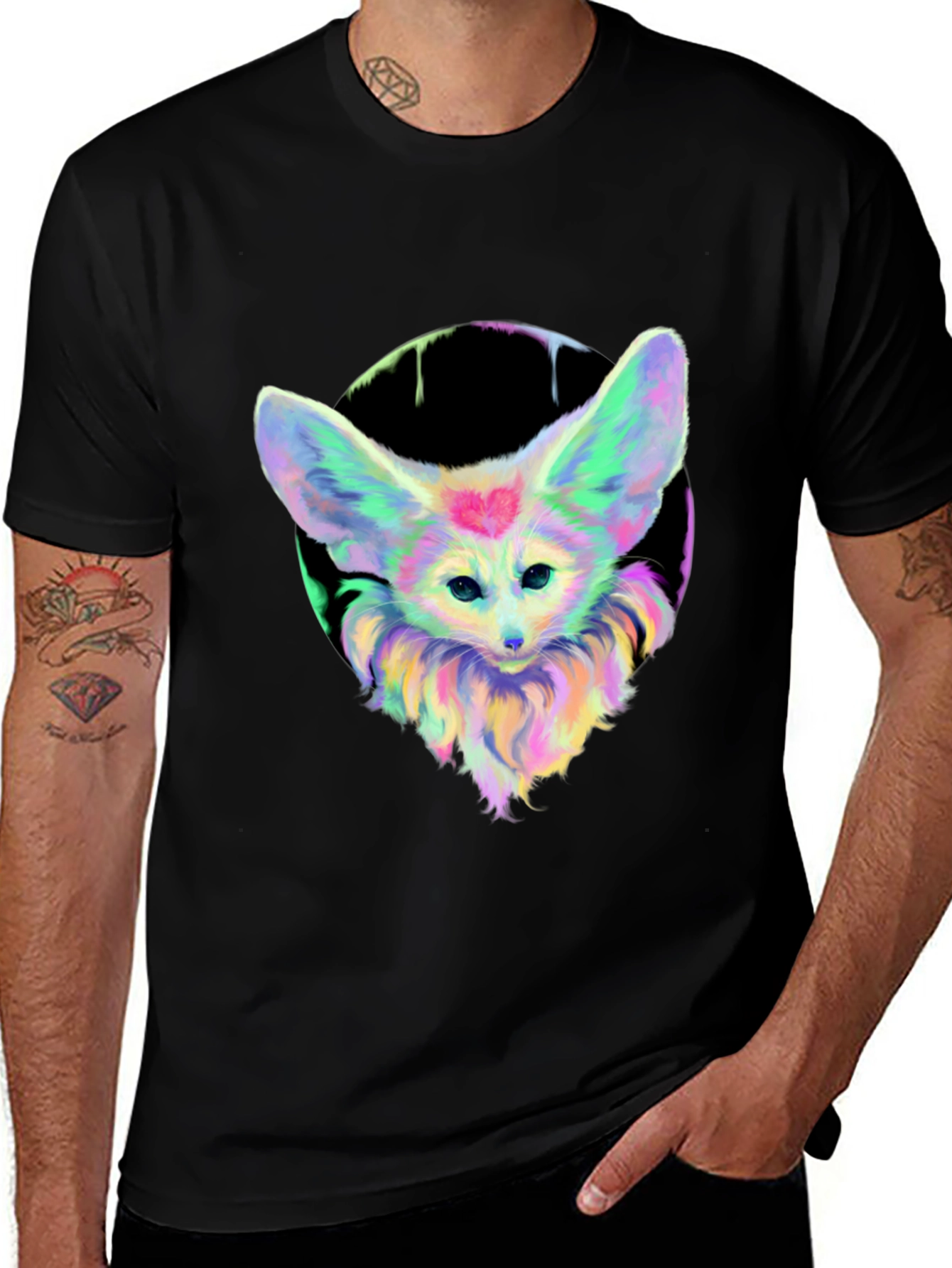 Variant 13 of Fennec Fox Graphic Tee - Unique Rainbow Animal Design