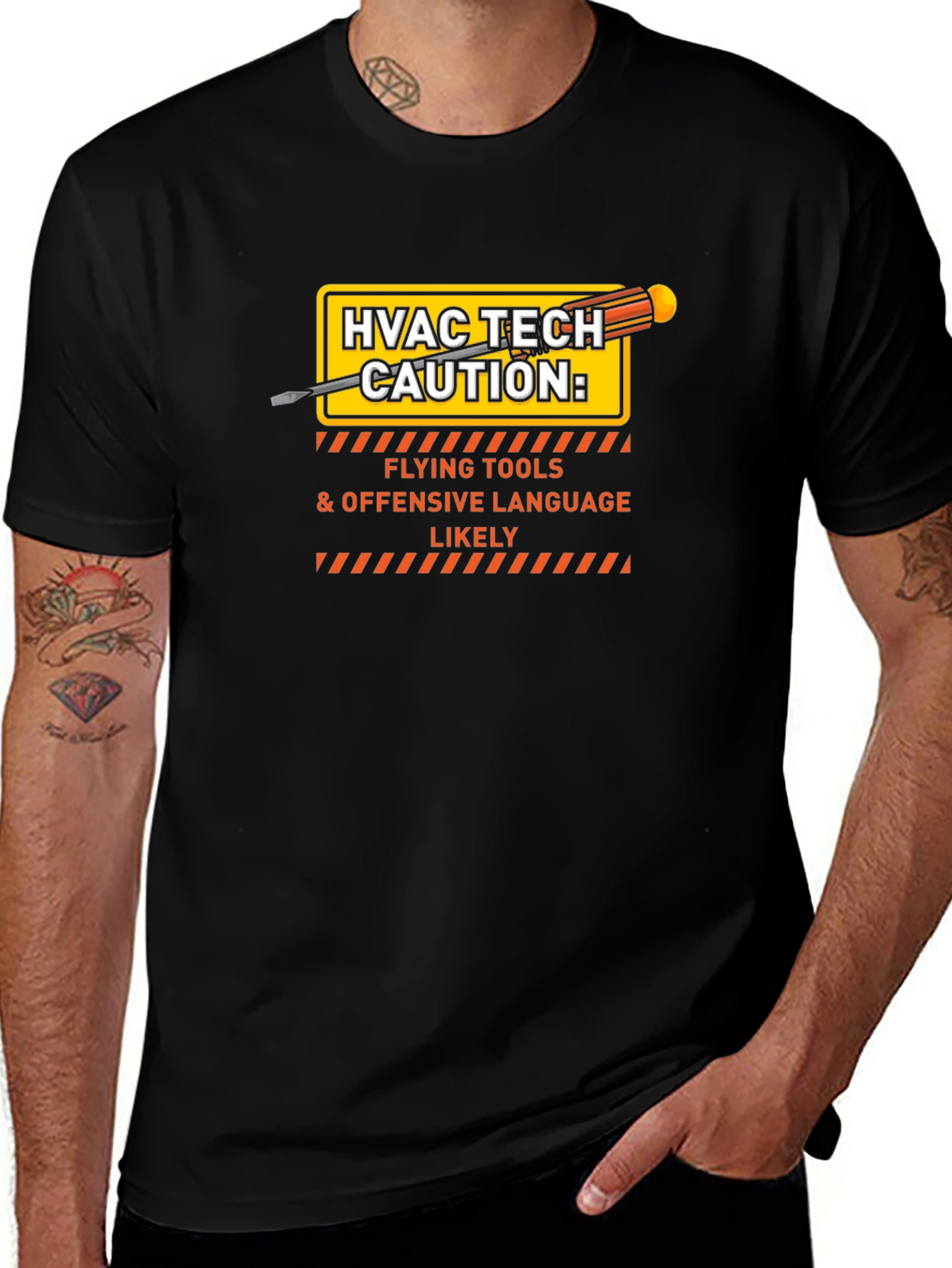 HVAC Tech Caution T-Shirt - Flying Tools